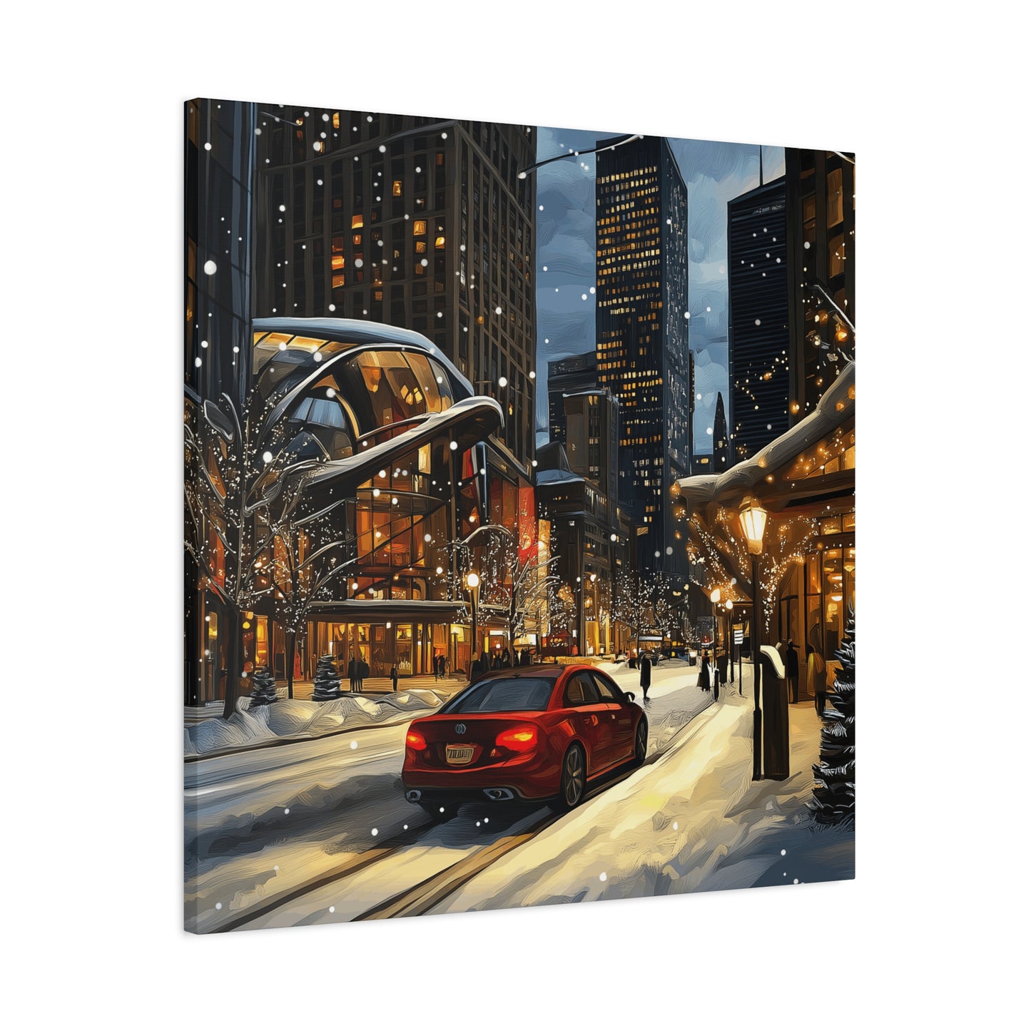 Denver Winter Cityscape Matte Canvas Wall Art - Stretched 1.25"