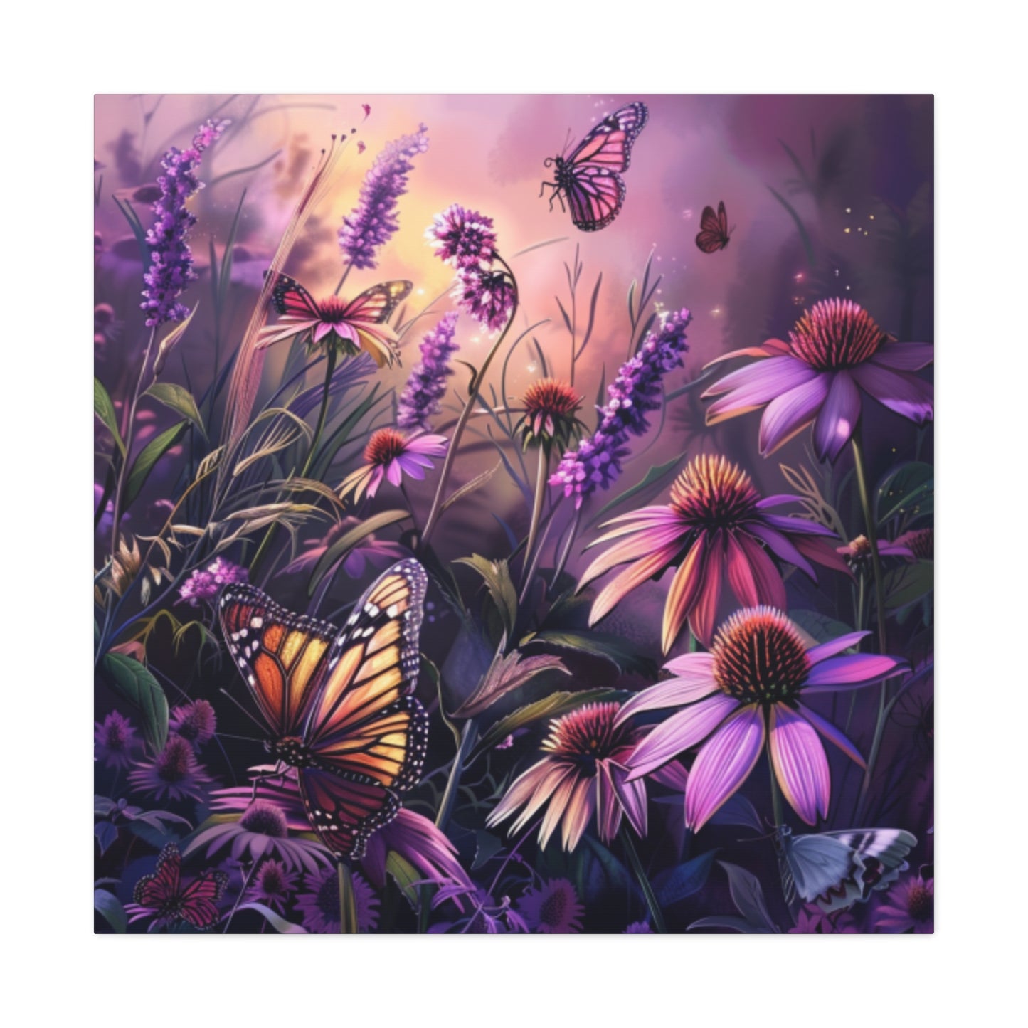 Butterfly Flowers Canvas Gallery Wraps