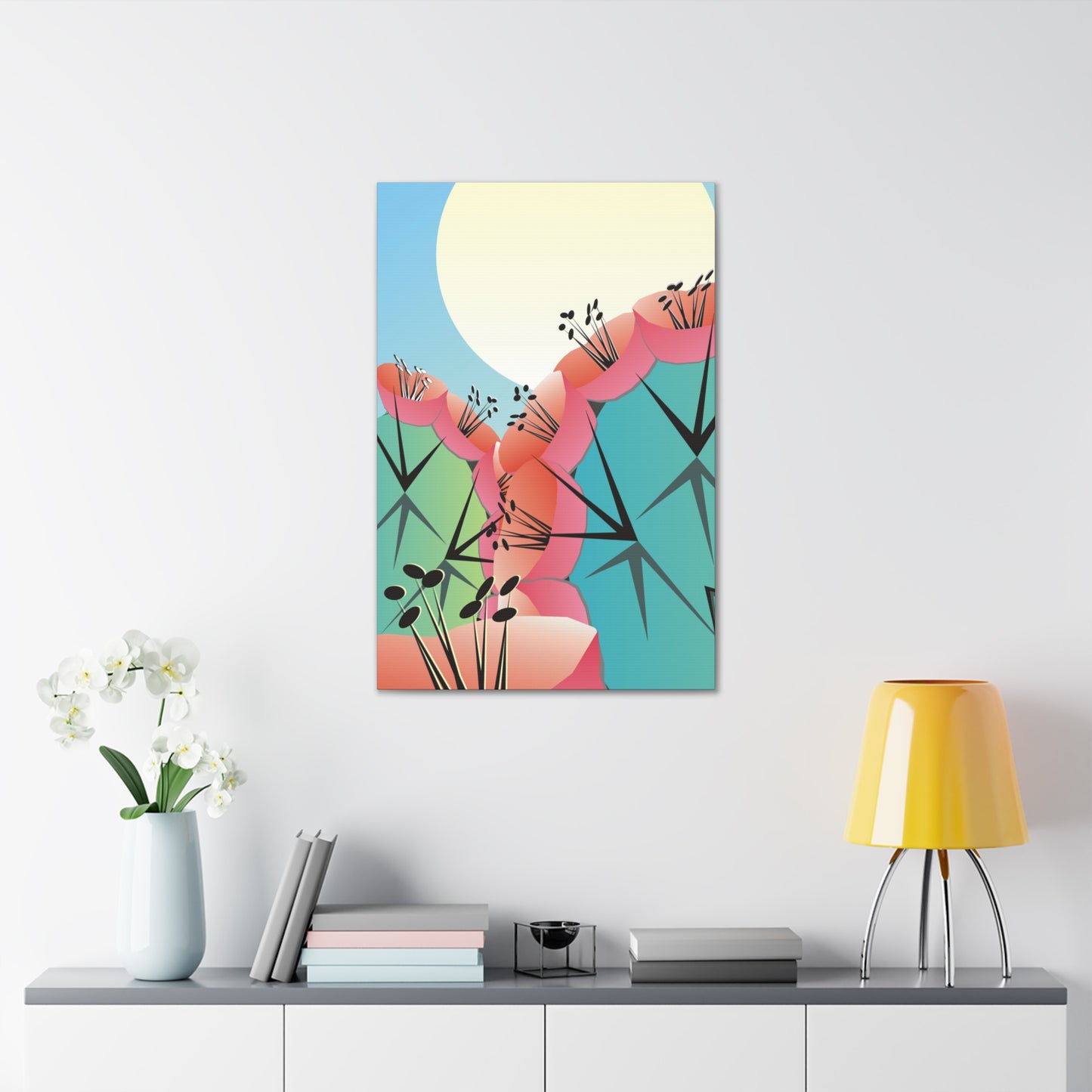 Canvas Wall Art - Desert Moon Cactus Print