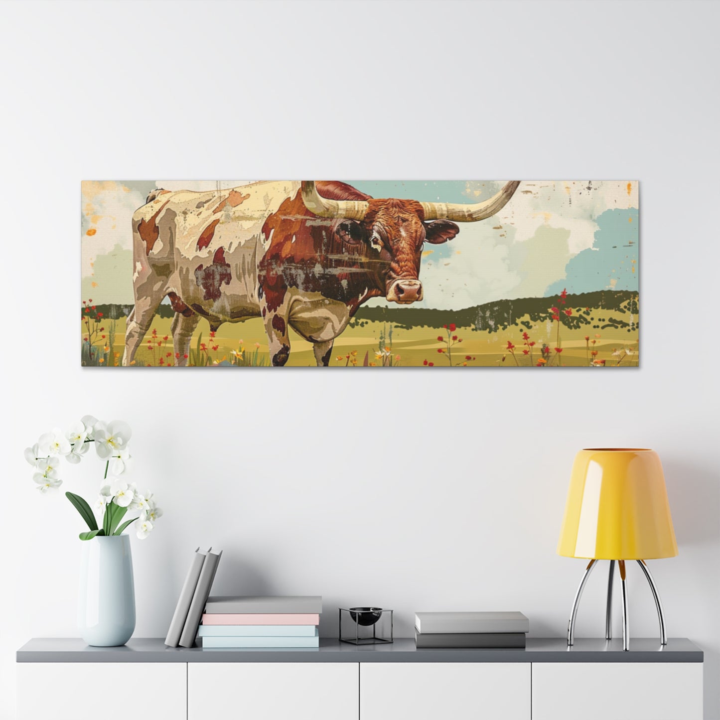 Long Horn Bull Wide v10a Canvas Gallery Wraps