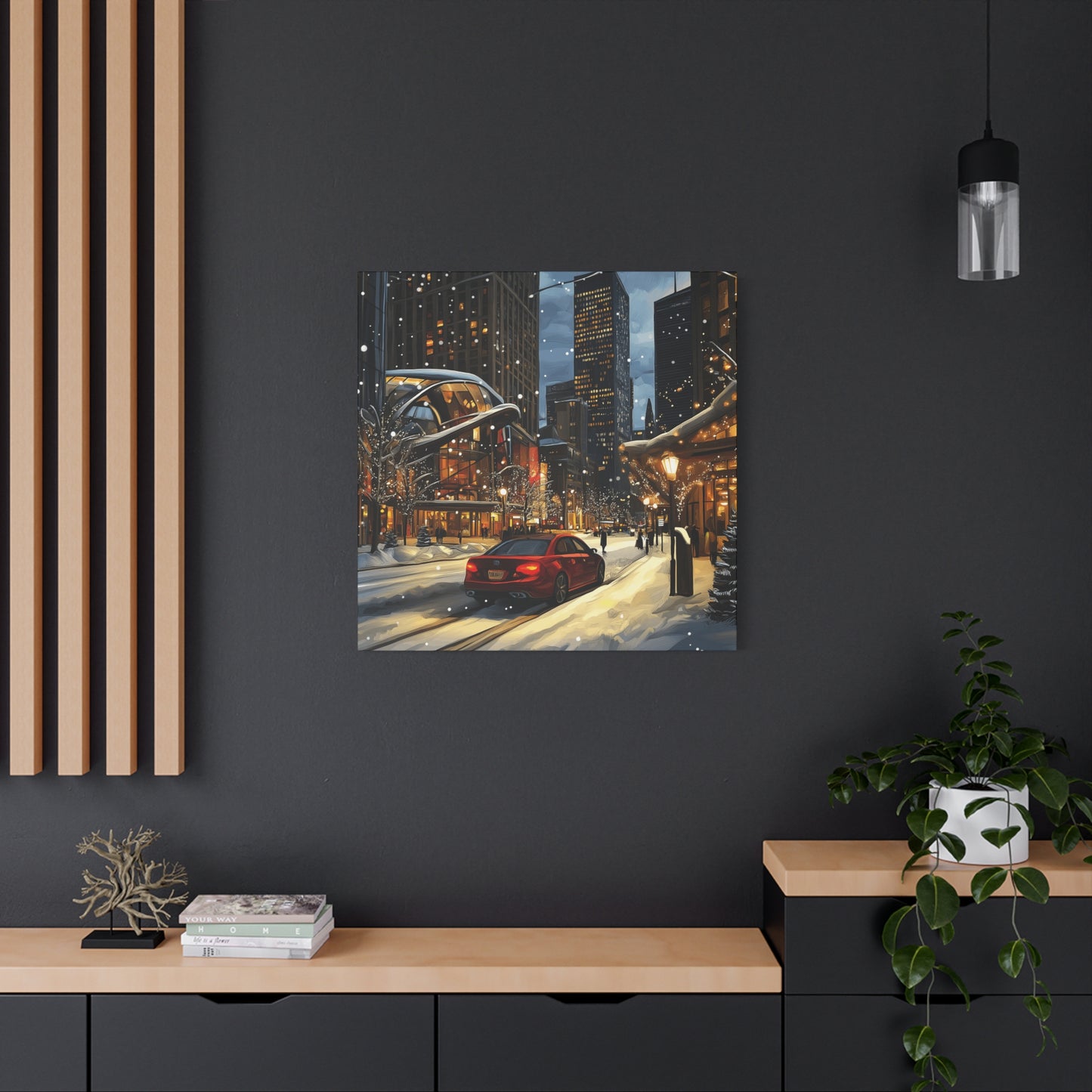 Denver Winter Cityscape Matte Canvas Wall Art - Stretched 1.25"