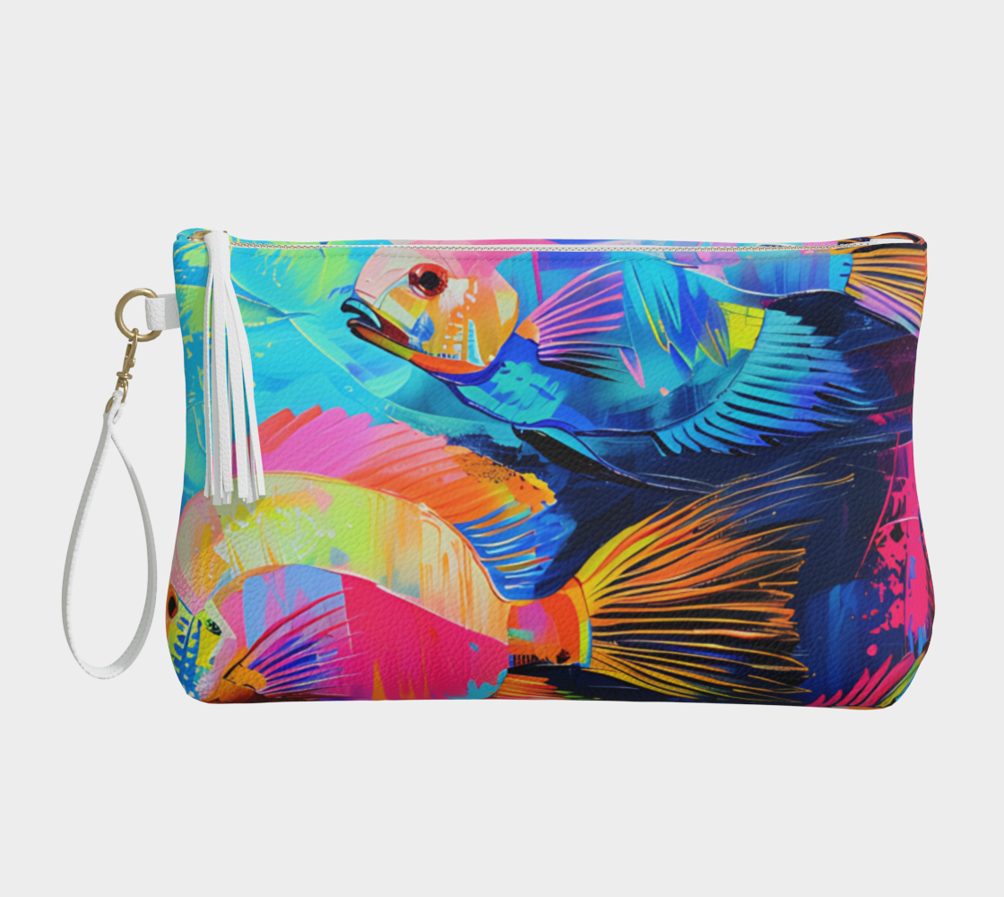 Fish 2 Vegan Leather Makeup Bag