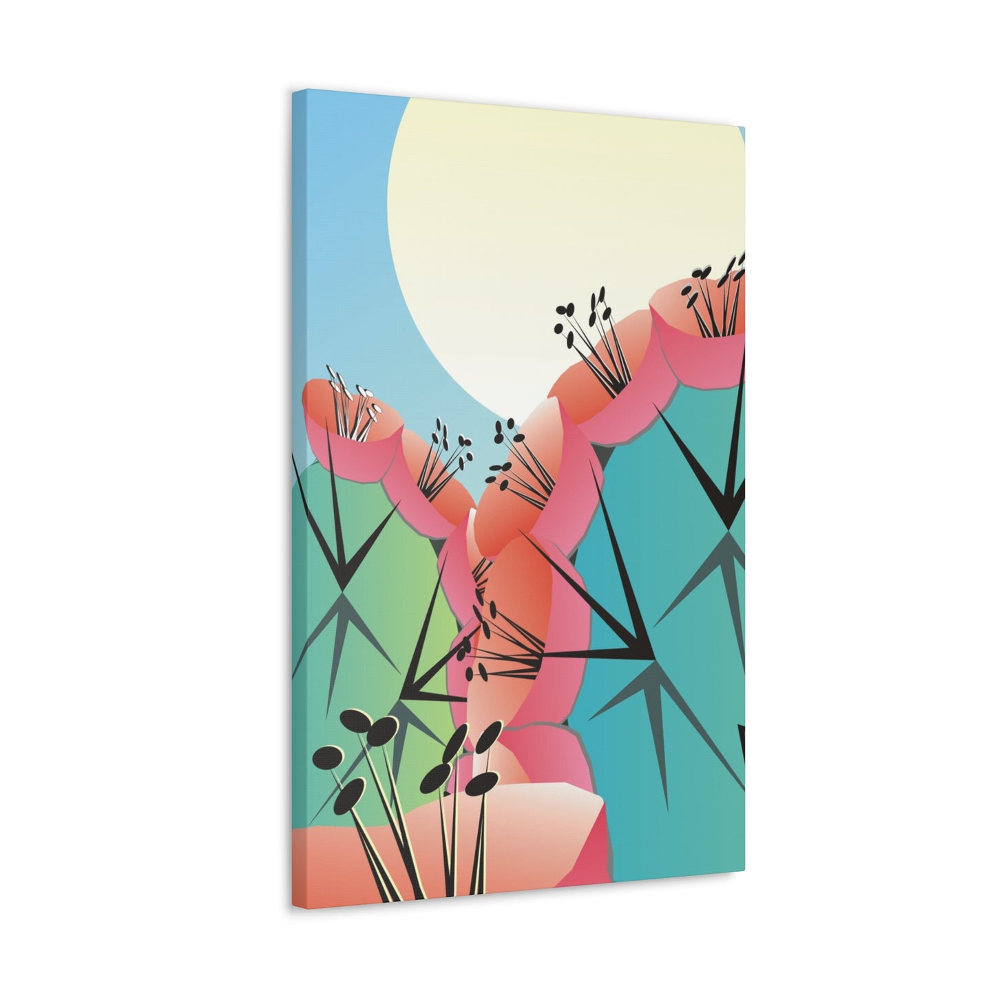 Canvas Wall Art - Desert Moon Cactus Print