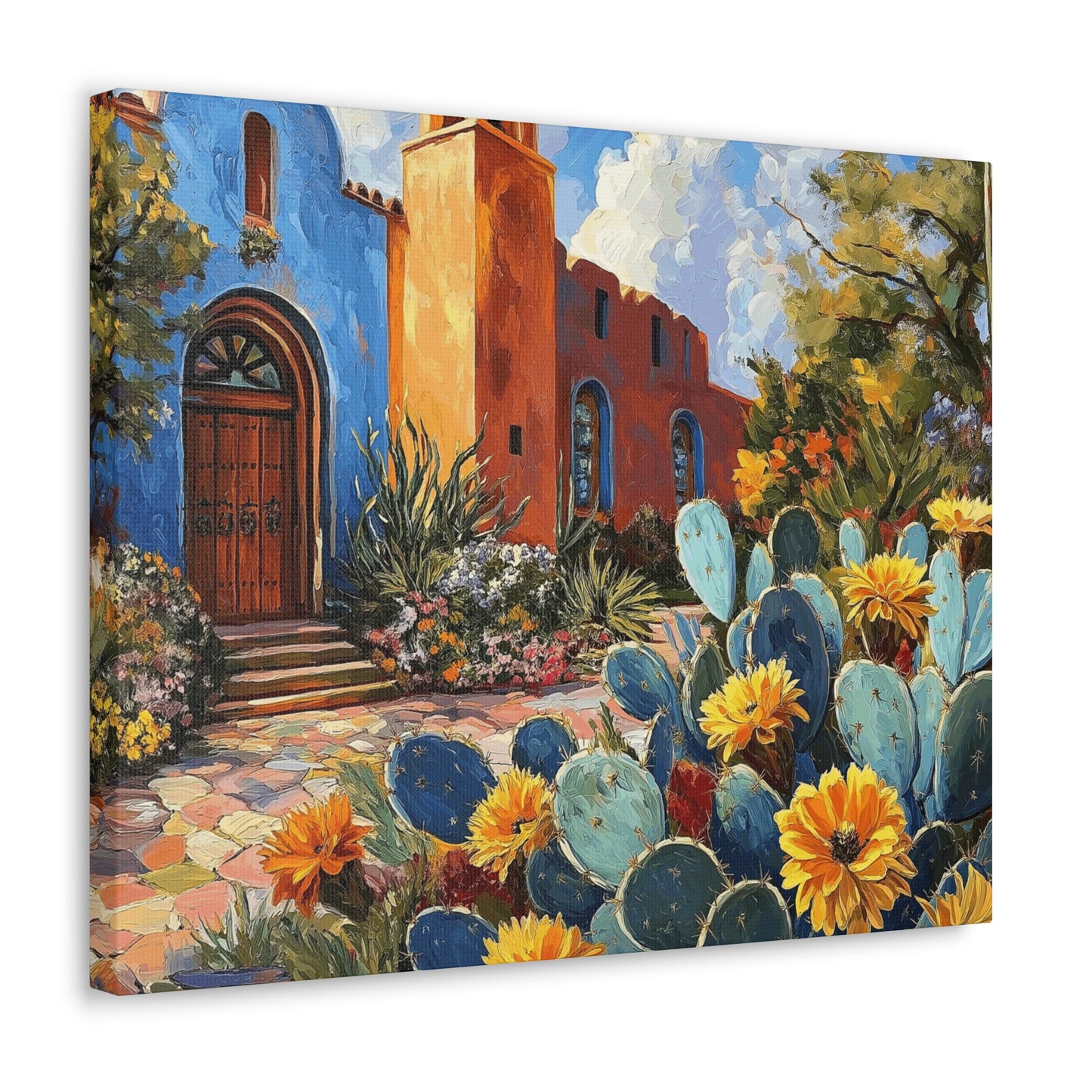 Canvas Gallery Wraps - Church and Cacti Blooming