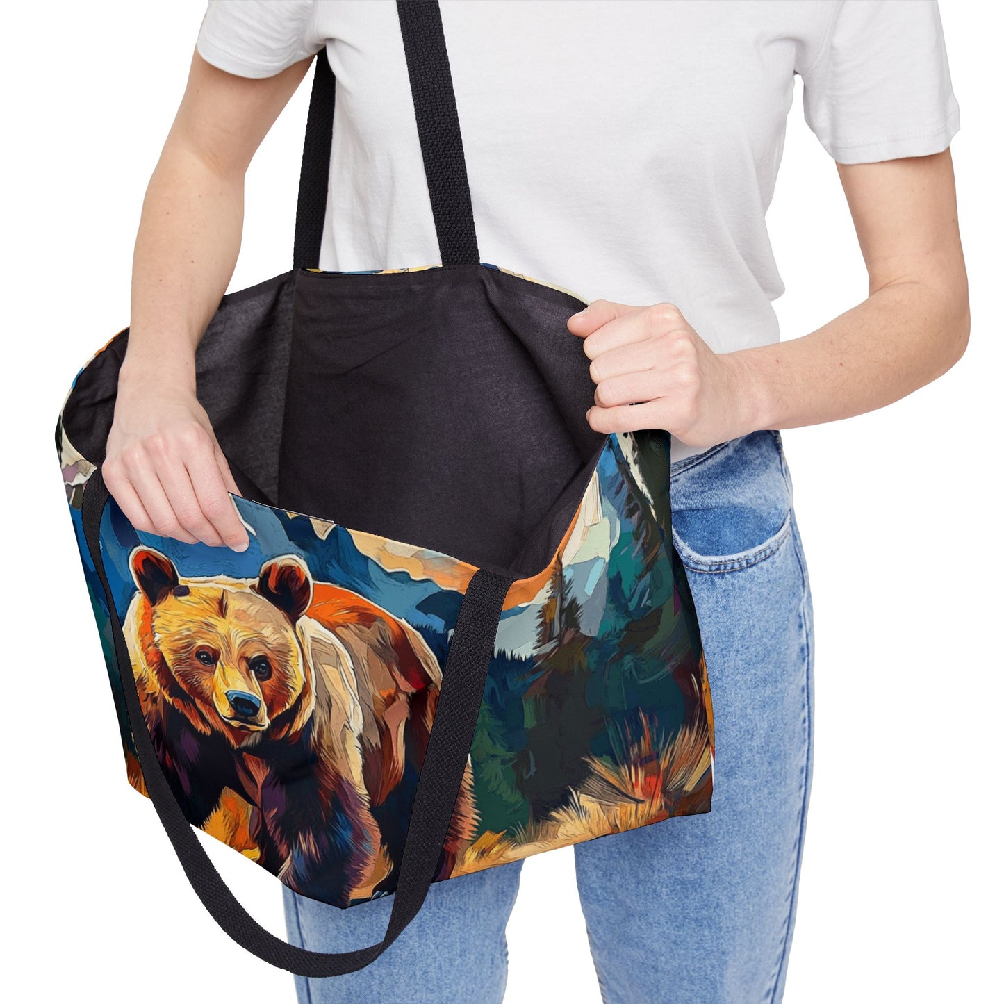 Bear Weekender Tote Bag - Walking Brown Bear in Rocky Mountains