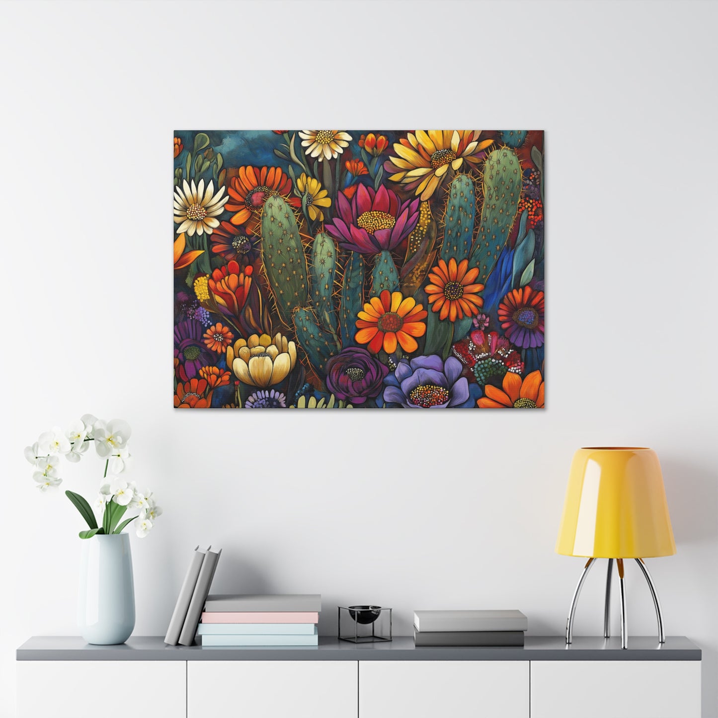 Canvas Gallery Wraps - Bold Cacti Flowers #1