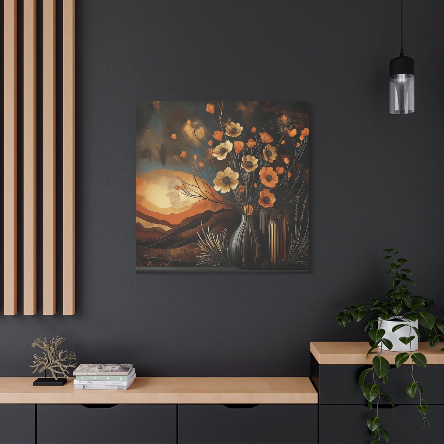 Floral Sunset Canvas Art - Bohemian Wall Décor