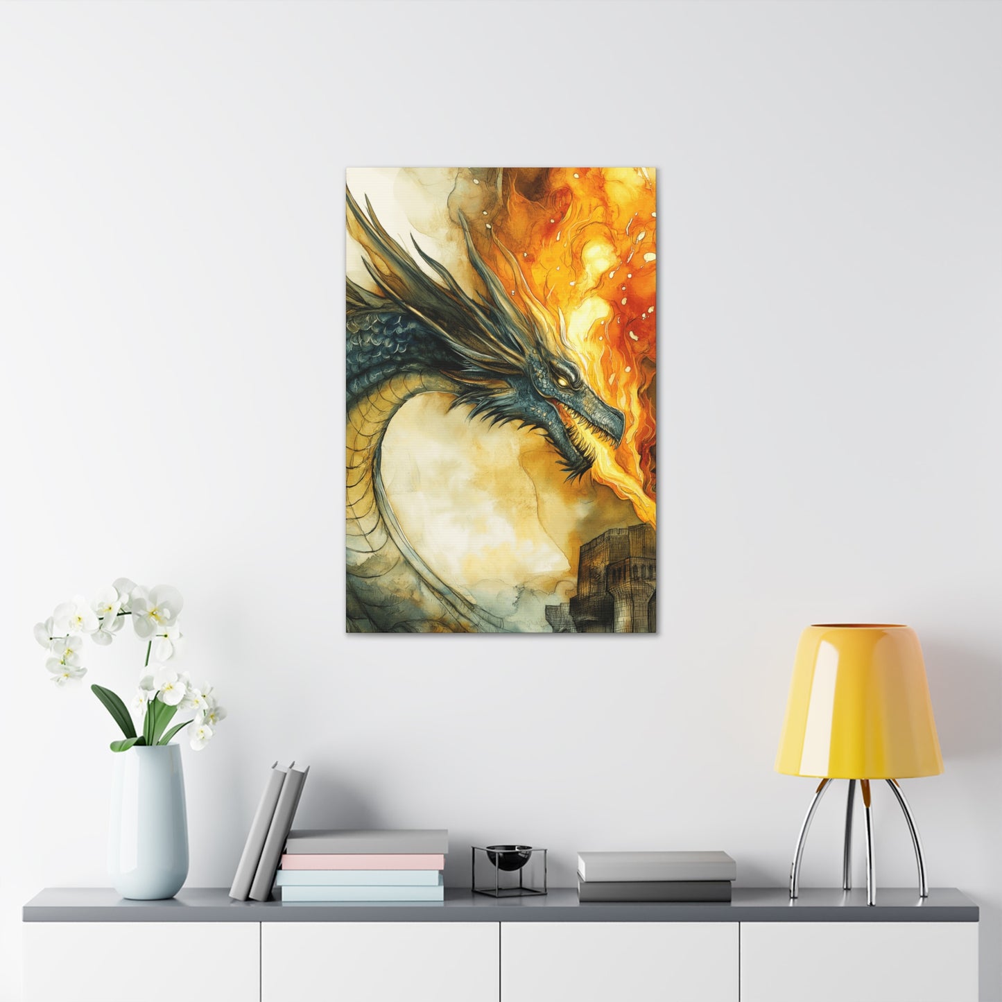 Canvas Gallery Wraps - Dragon Fire 7 Attachs Castle Wall Art Decor