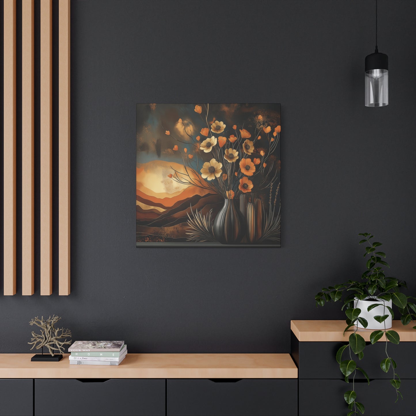 Floral Sunset Canvas Art - Bohemian Wall Décor