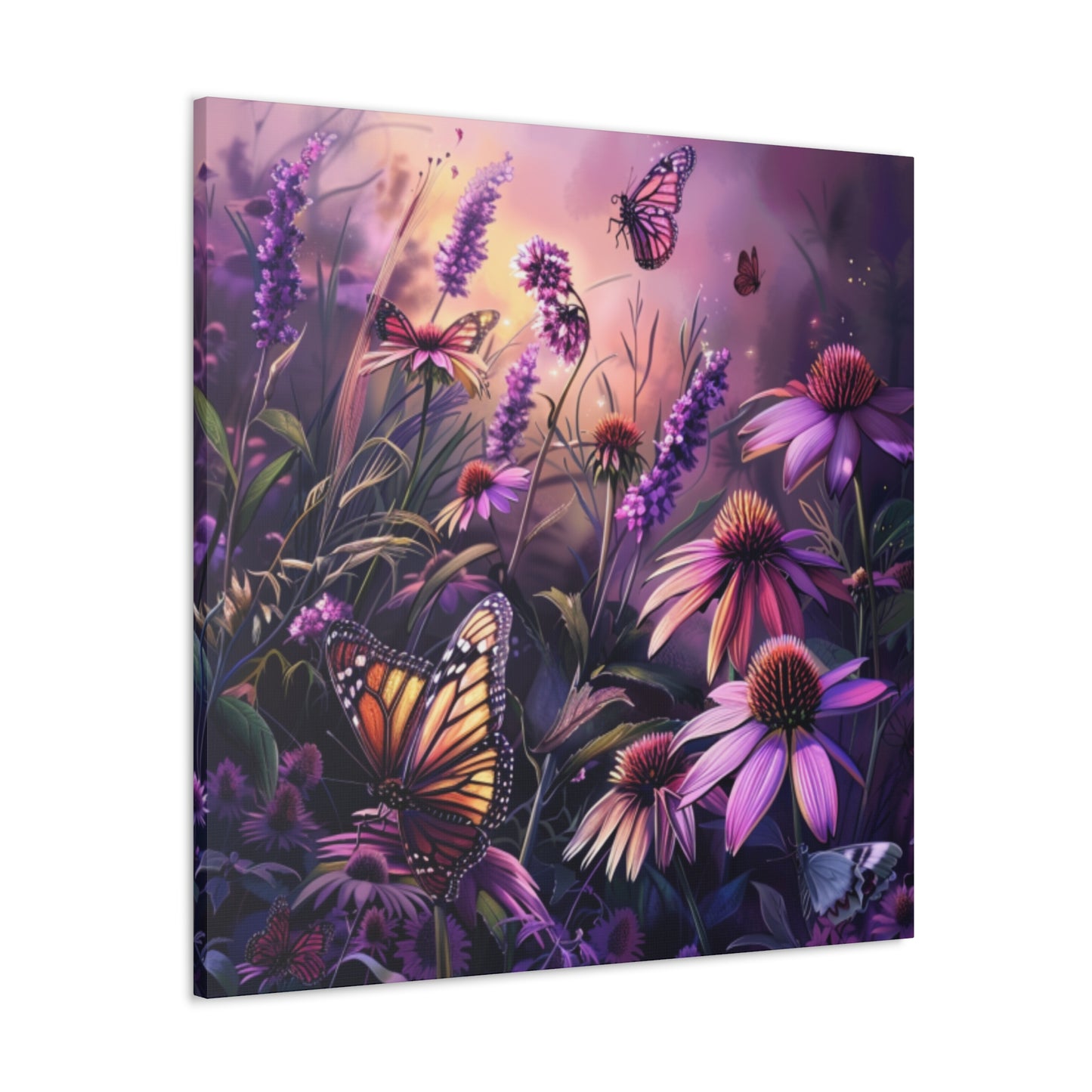 Butterfly Flowers Canvas Gallery Wraps