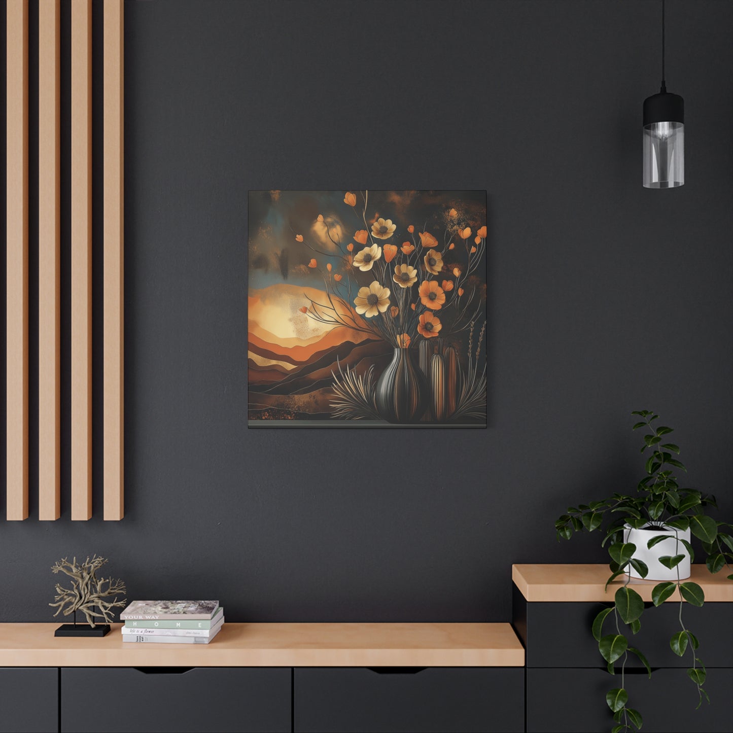 Floral Sunset Canvas Art - Bohemian Wall Décor