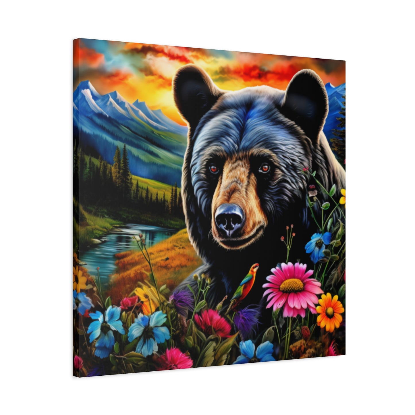 Black Bear Matte Canvas, Stretched, 1.25"