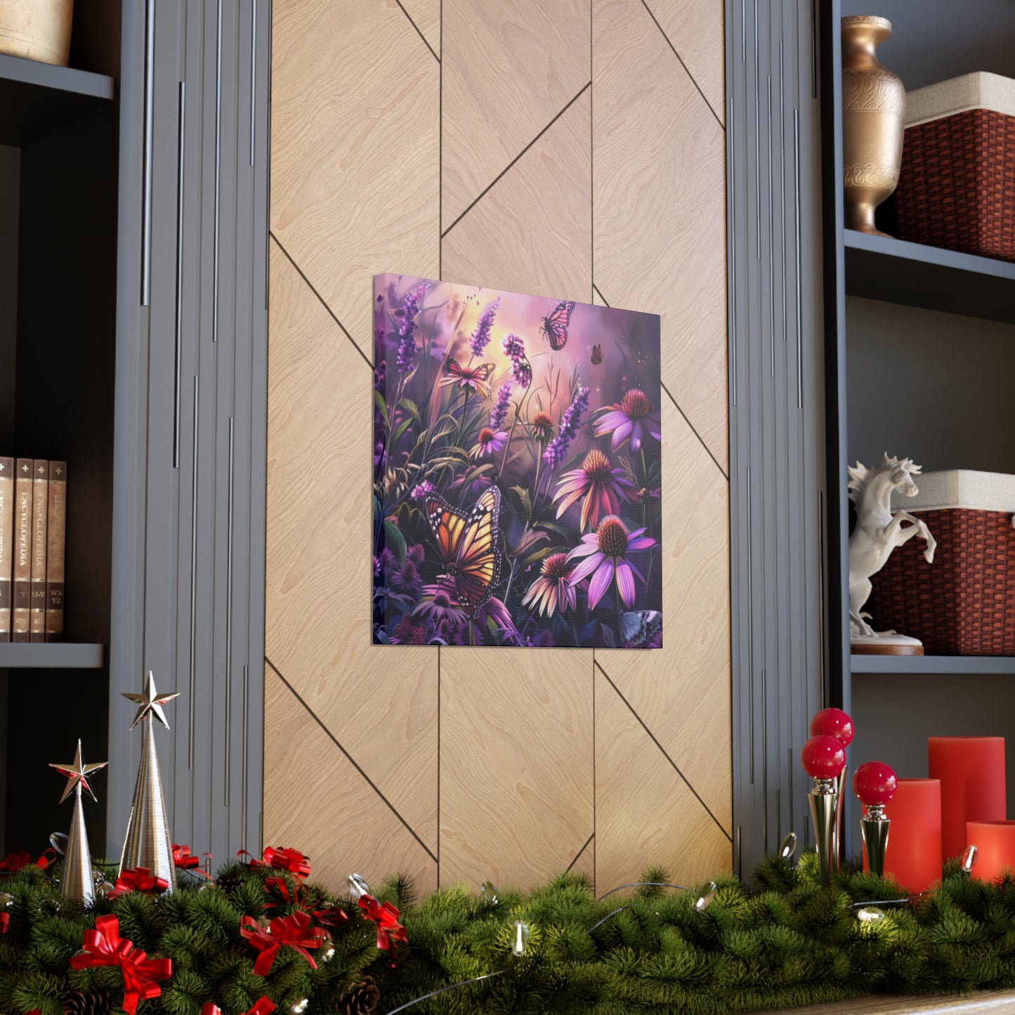 Butterfly Flowers Canvas Gallery Wraps