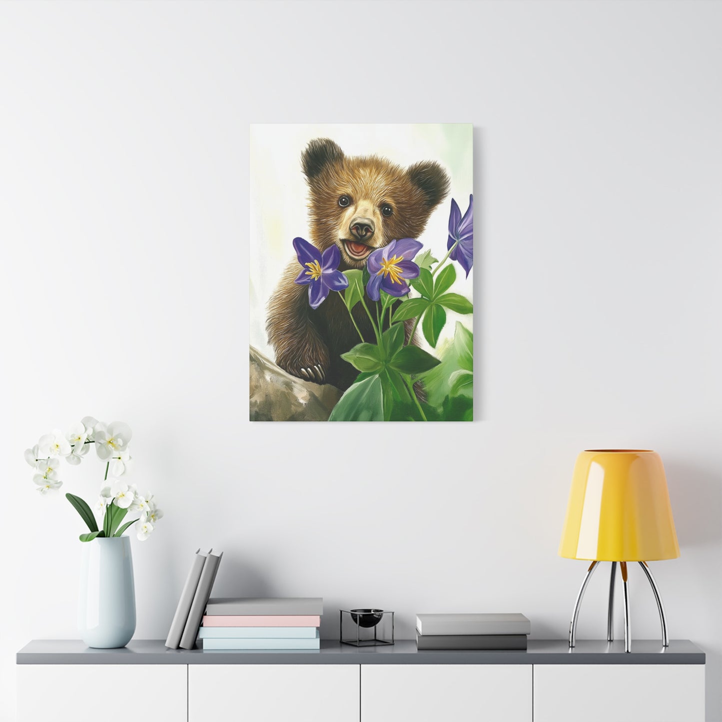Cub with purple flower