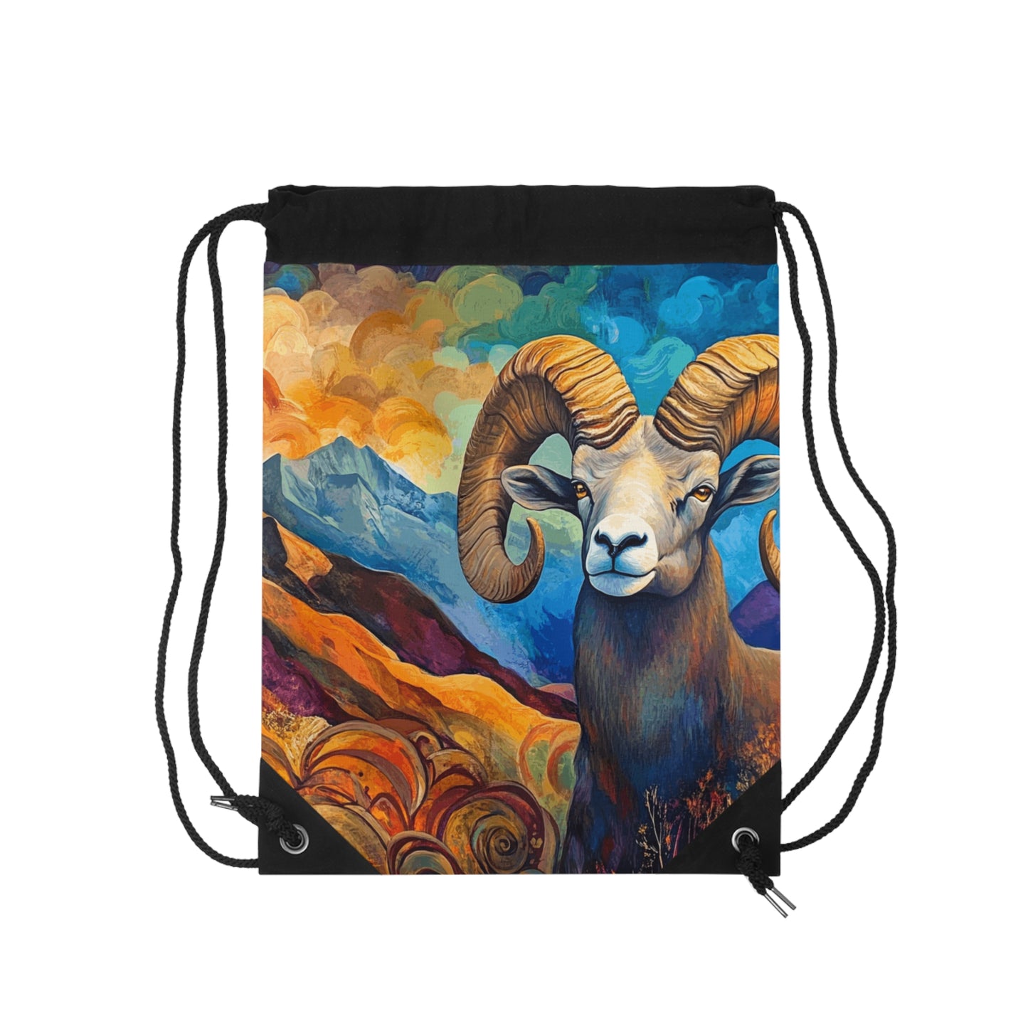 Drawstring Bag - Colorado Bighorn Sheep Wildlife Design