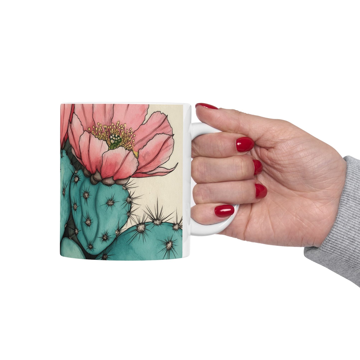 Whimsical Cactus Ceramic Mug - 11oz & 15oz - Perfect for Plant Lovers & Gifts