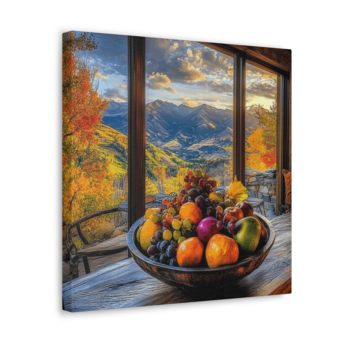 Canvas Gallery Wraps - Mountain View with Fruit Bowl