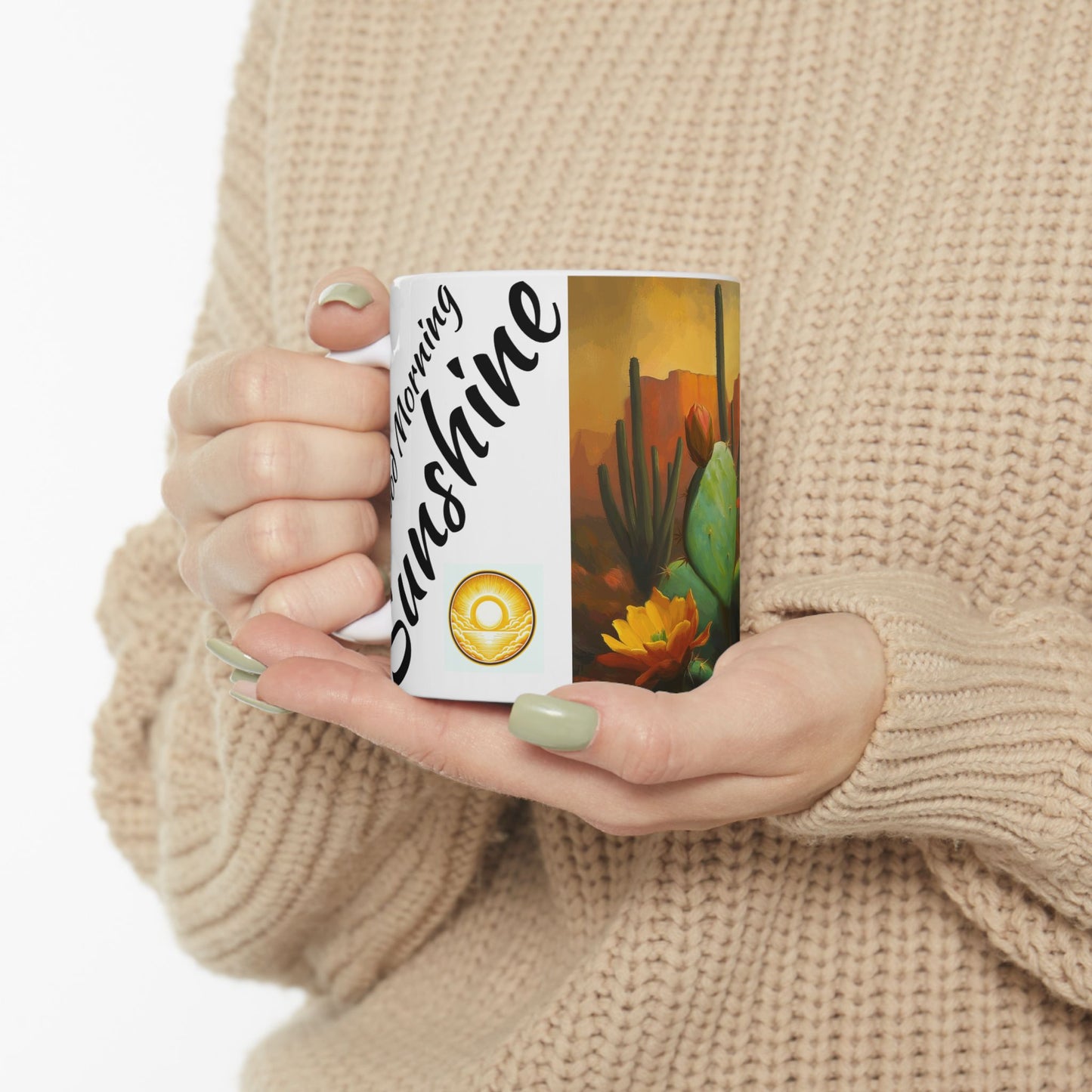 Good Morning Sunshine Ceramic Mug - Cactus Design (11oz, 15oz)