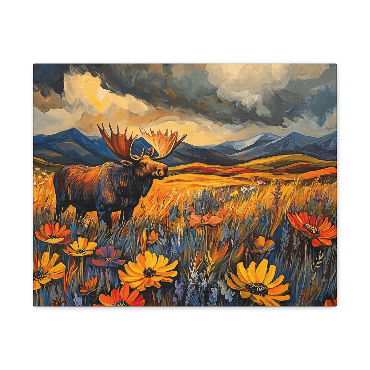 Canvas Gallery Wraps - Wild Flowers and Wild Moose Wall Art