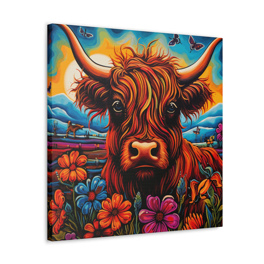 Canvas Wall Art - Highlands Cows in Rocky Mountains