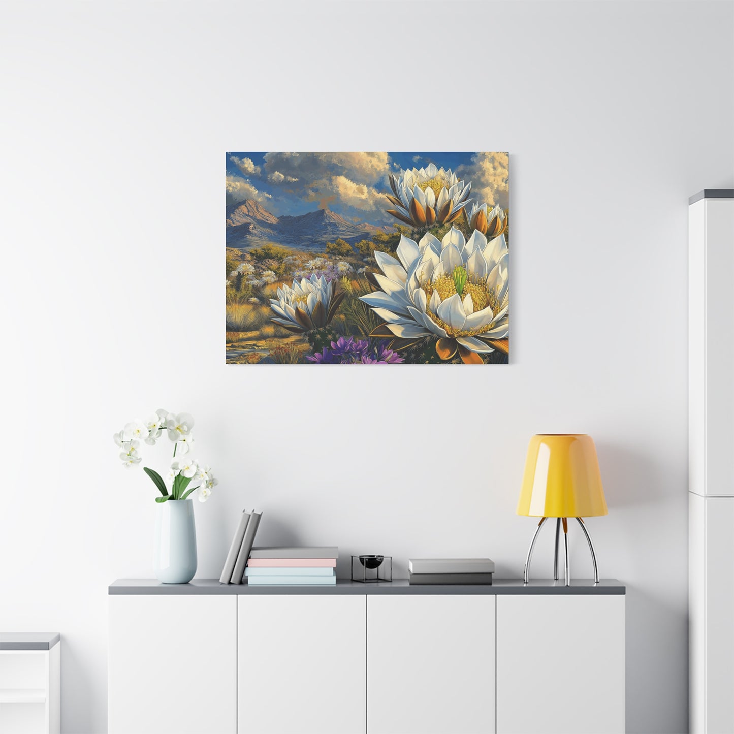 Floral Desert Landscape Canvas Art - Stretched Matte Wall Decor