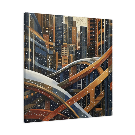 Denver Urban Winter Landscape Matte Canvas Print