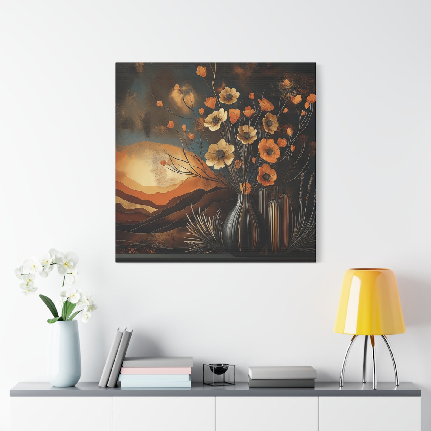 Floral Sunset Canvas Art - Bohemian Wall Décor