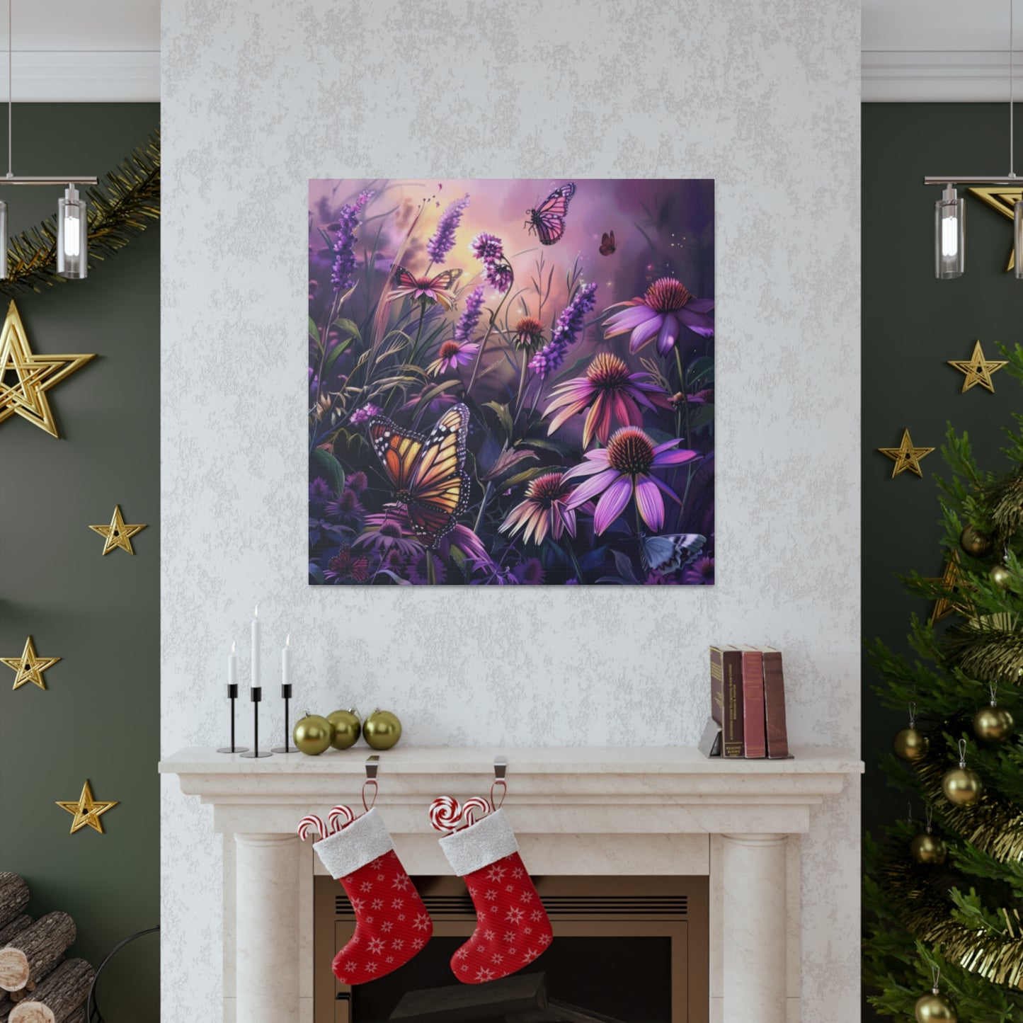 Butterfly Flowers Canvas Gallery Wraps