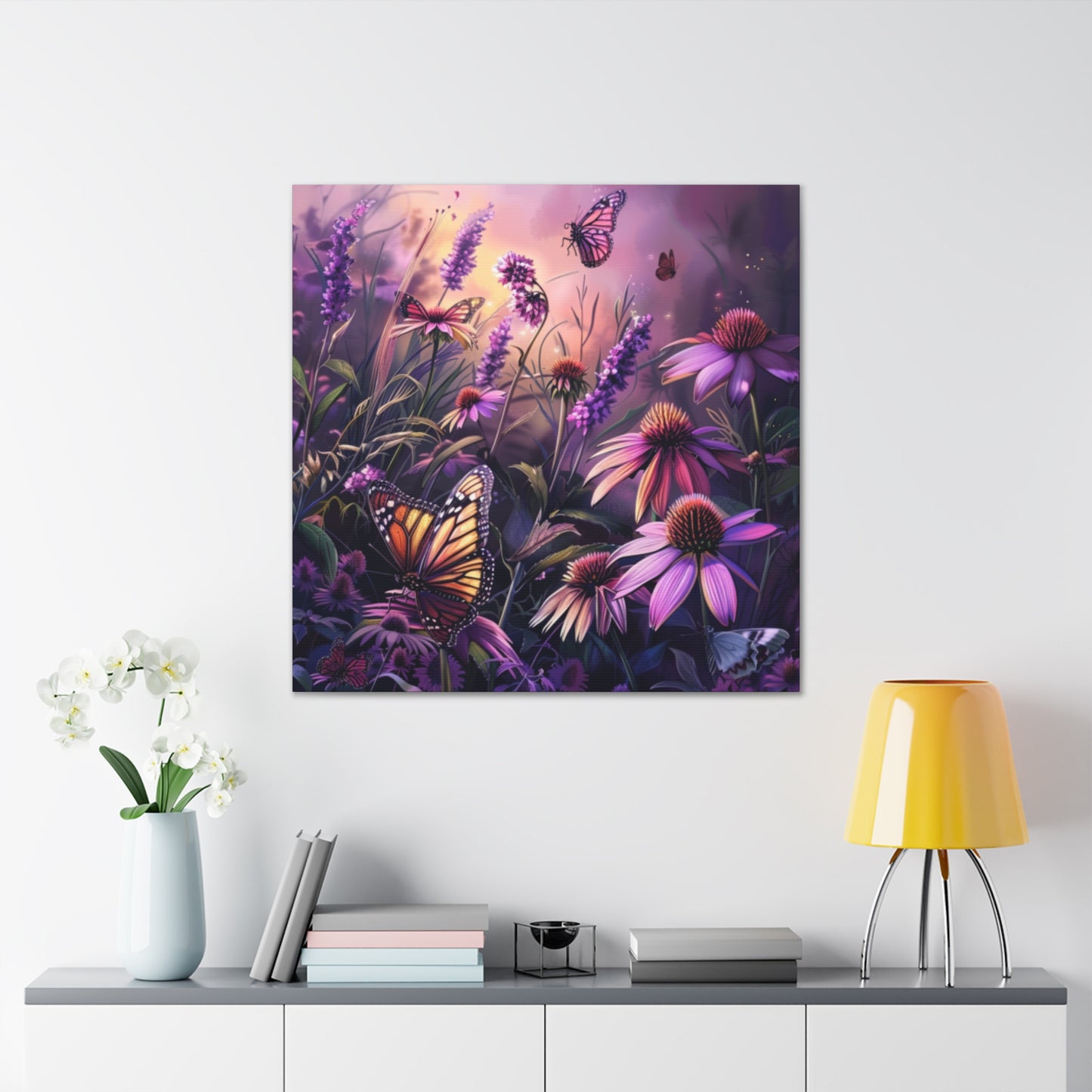 Butterfly Flowers Canvas Gallery Wraps