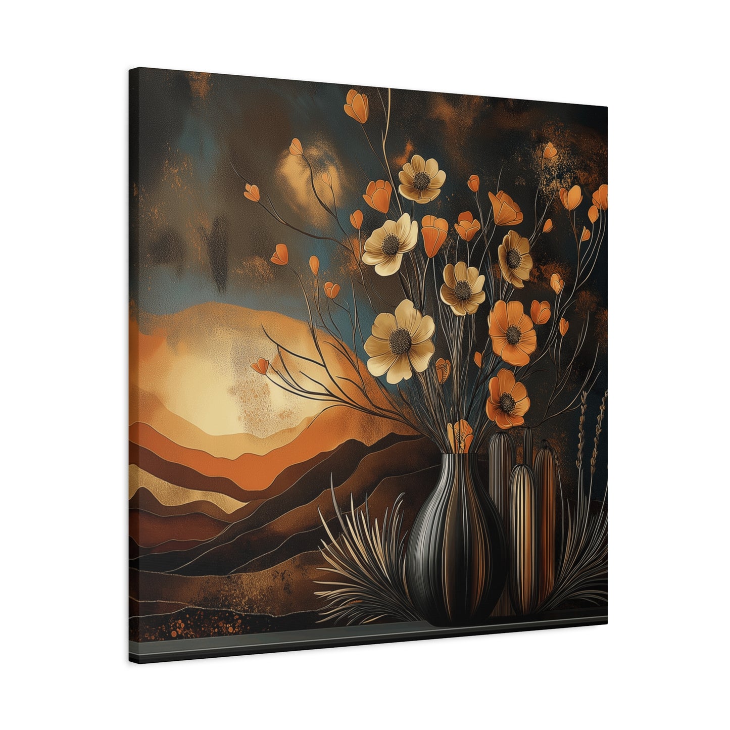 Floral Sunset Canvas Art - Bohemian Wall Décor