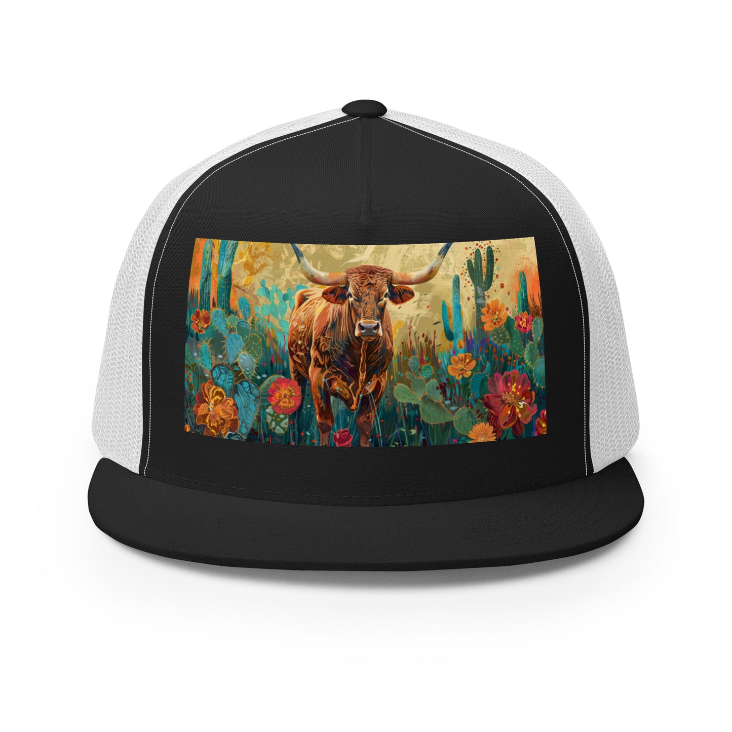 Longhorn with flowers Trucker Cap