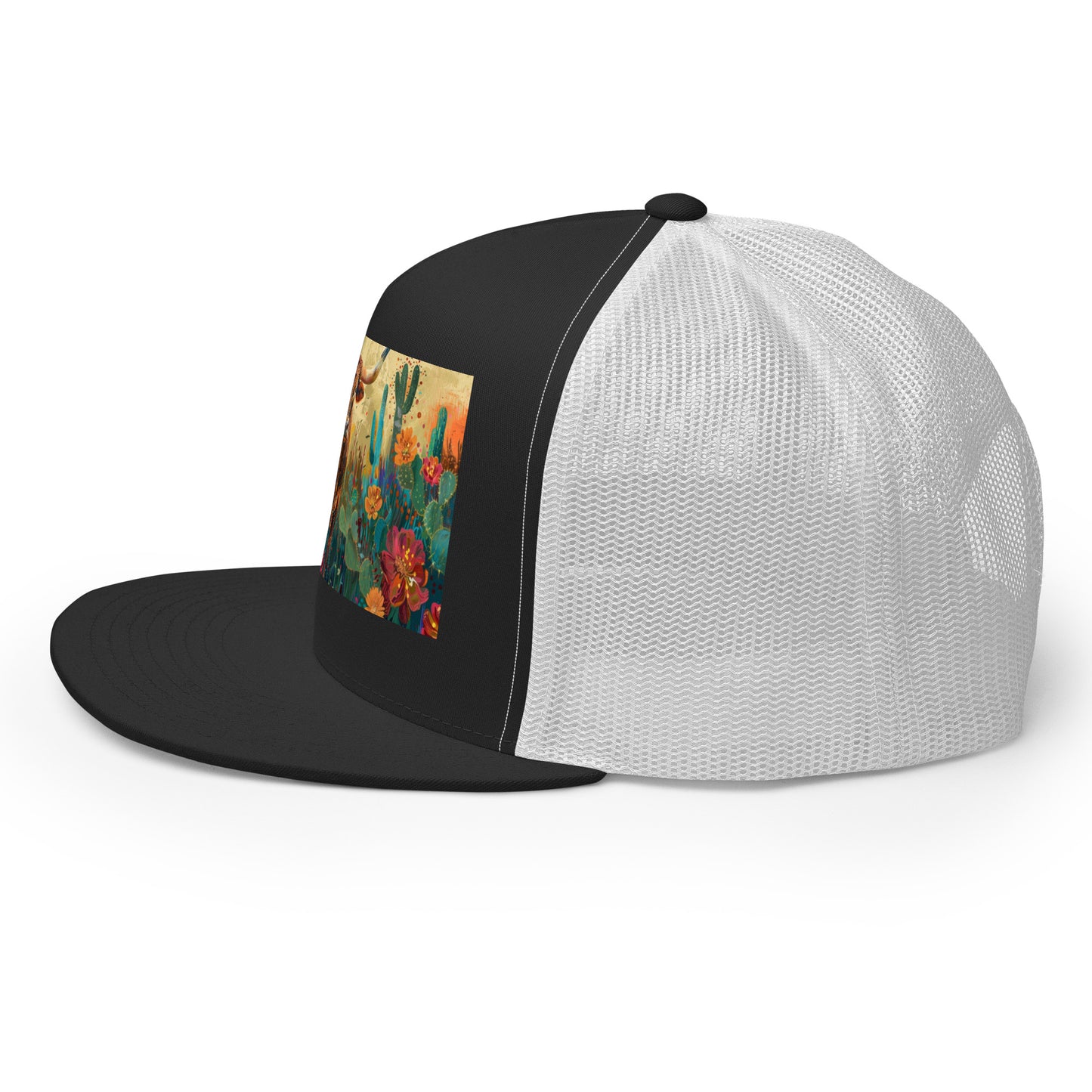 Longhorn with flowers Trucker Cap