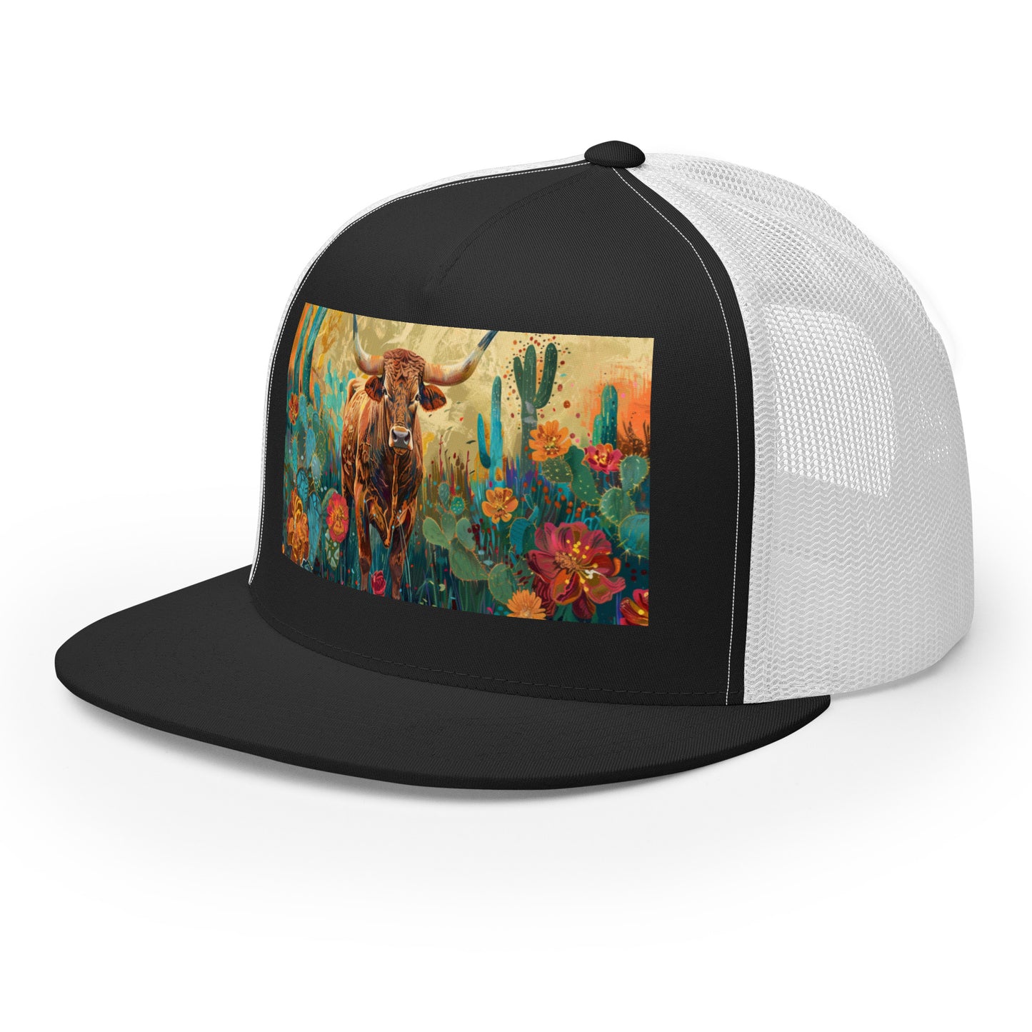 Longhorn with flowers Trucker Cap