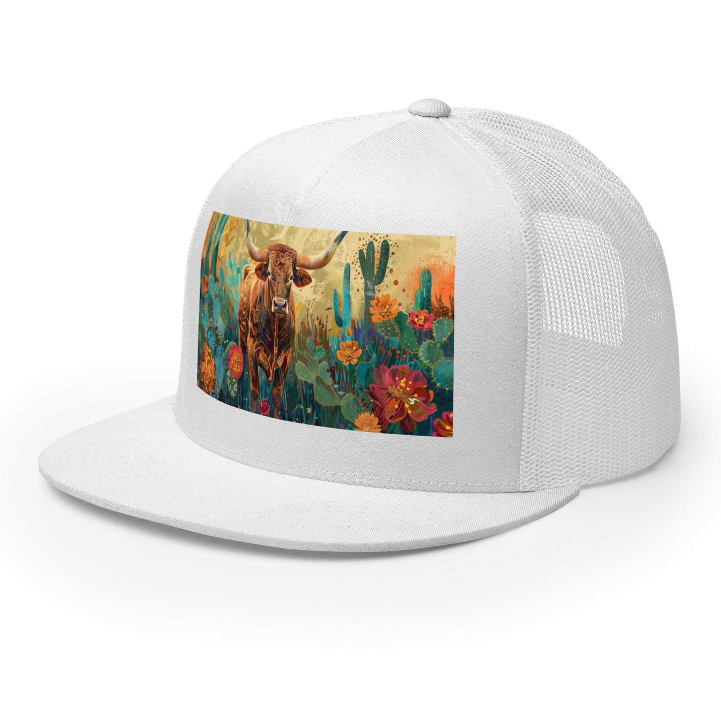 Longhorn with flowers Trucker Cap