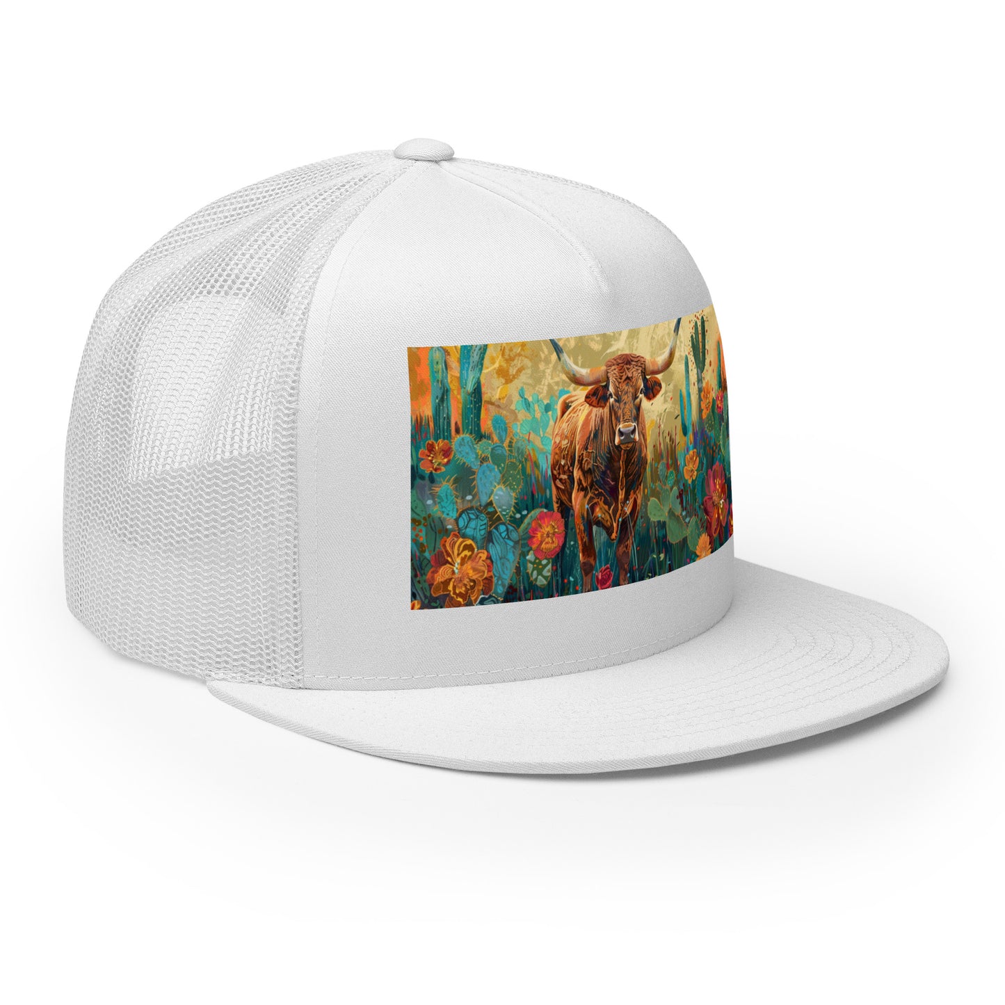 Longhorn with flowers Trucker Cap