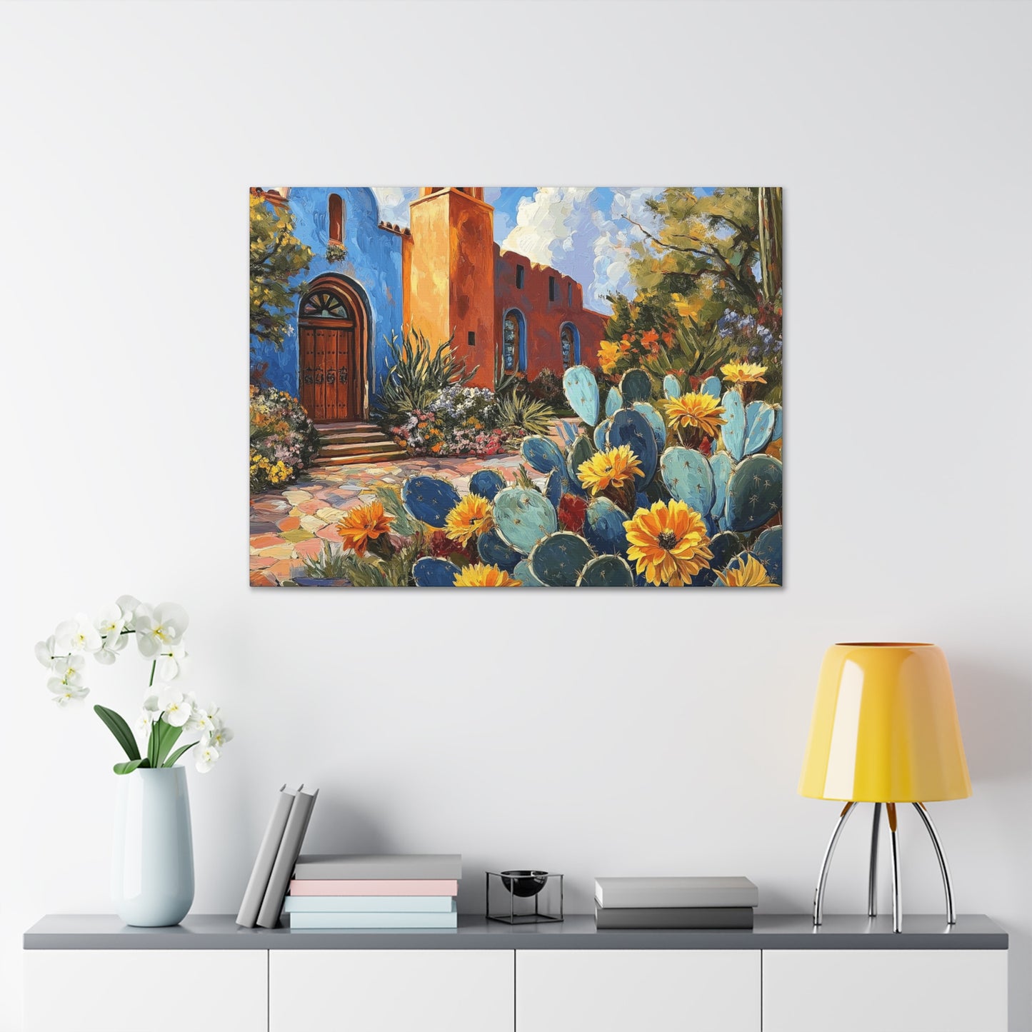 Canvas Gallery Wraps - Church and Cacti Blooming