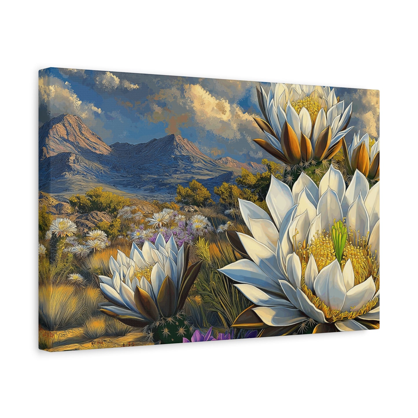 Floral Desert Landscape Canvas Art - Stretched Matte Wall Decor