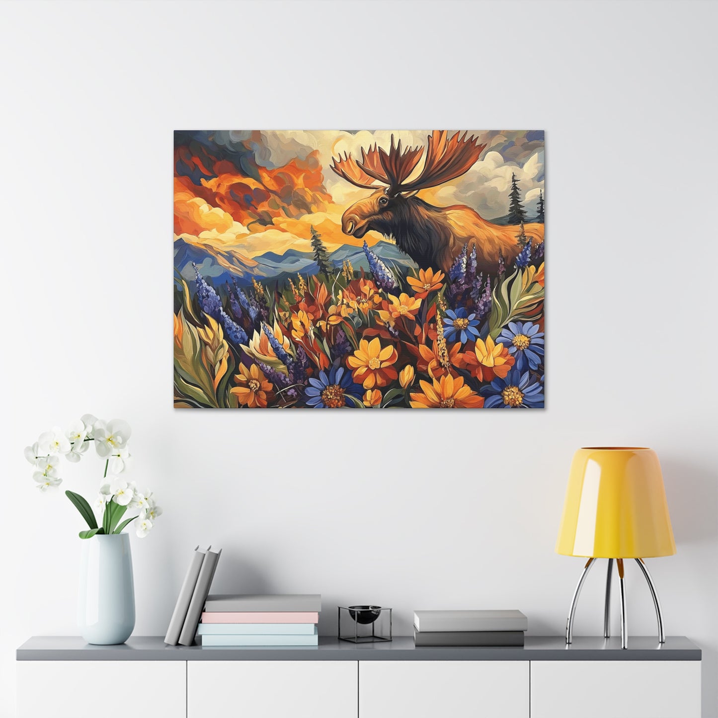 Canvas Gallery Wrap - Colorado Happy Moose in Rocky Mountains Wall Art