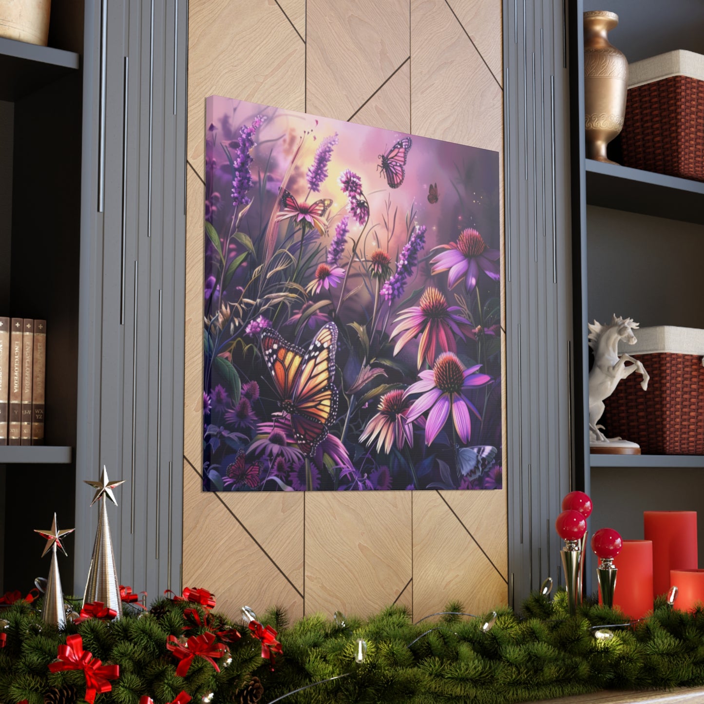 Butterfly Flowers Canvas Gallery Wraps