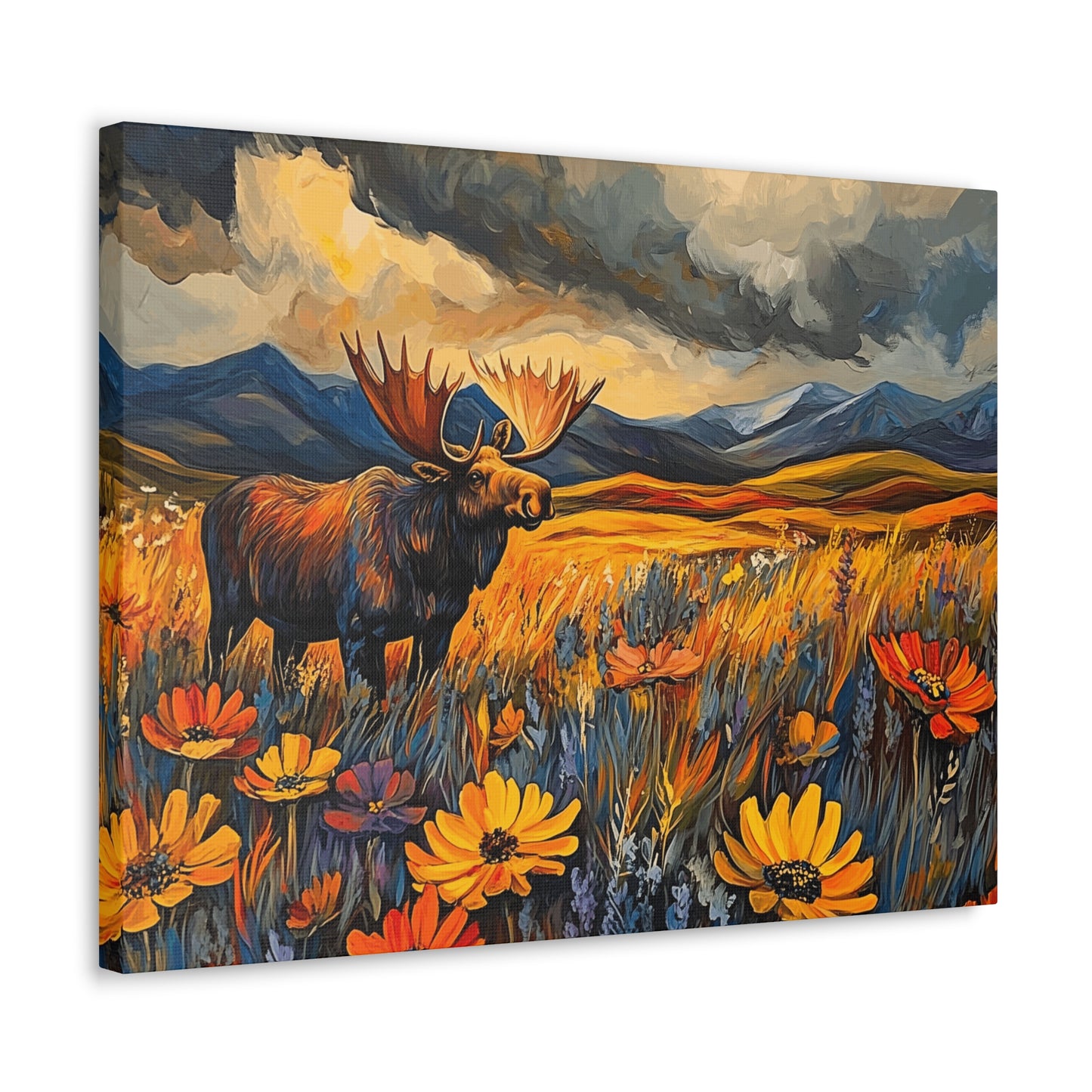 Canvas Gallery Wraps - Wild Flowers and Wild Moose Wall Art