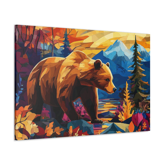 Canvas Gallery Wraps - Colorado Mountains Brown Bear Wall Art