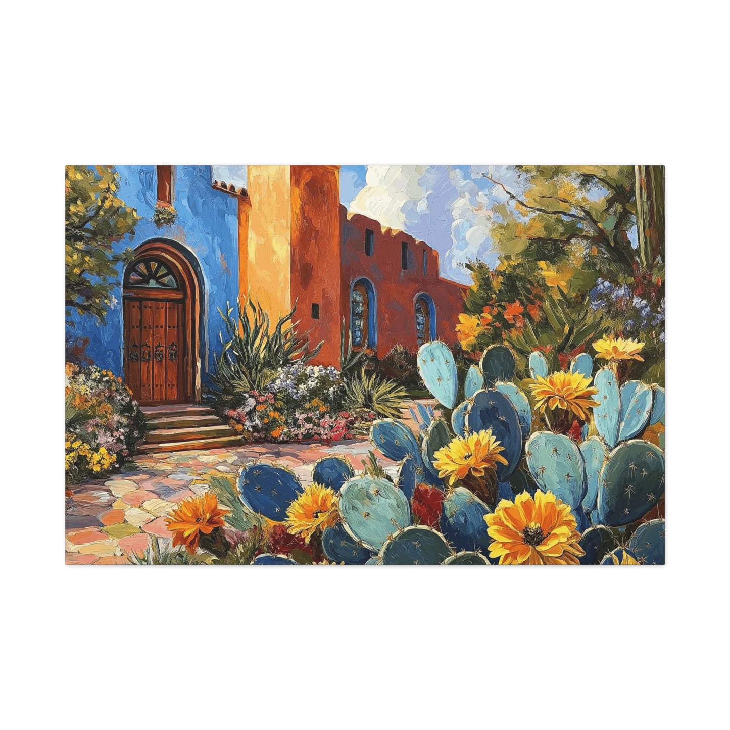 Canvas Gallery Wraps - Church and Cacti Blooming