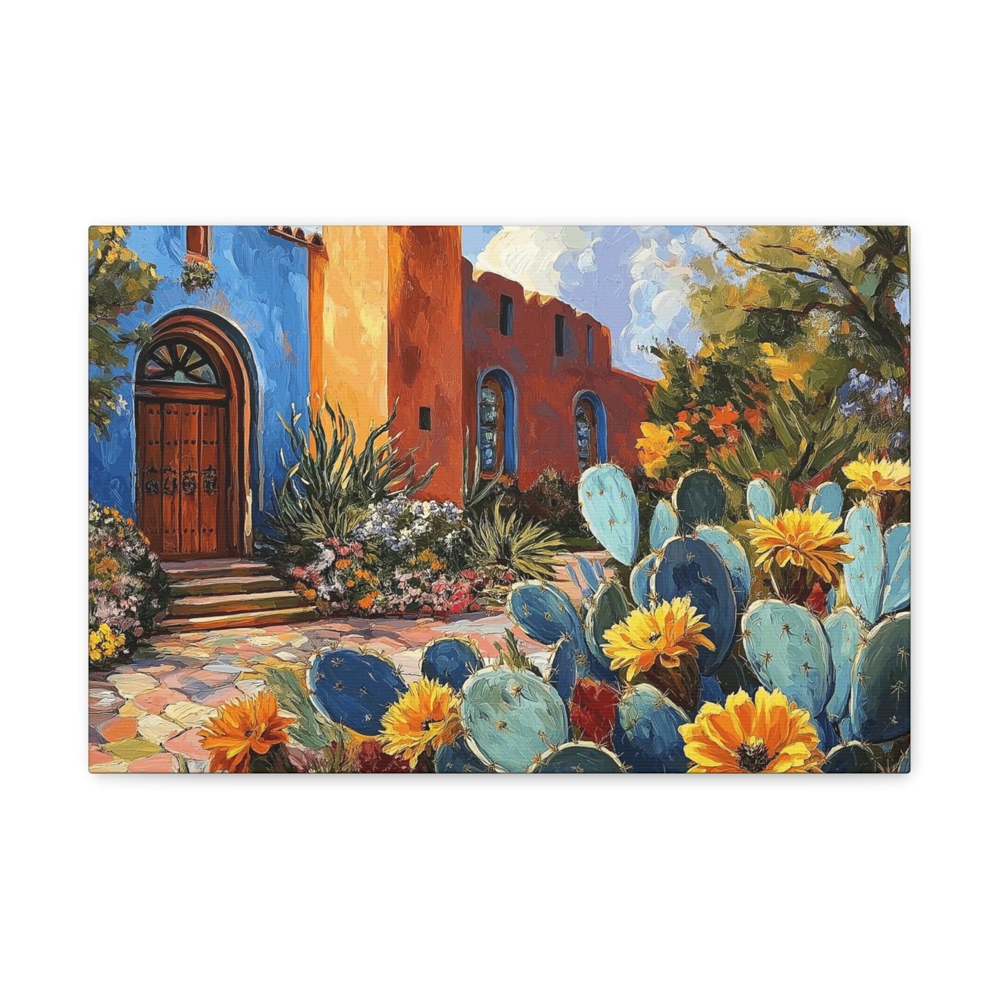 Canvas Gallery Wraps - Church and Cacti Blooming