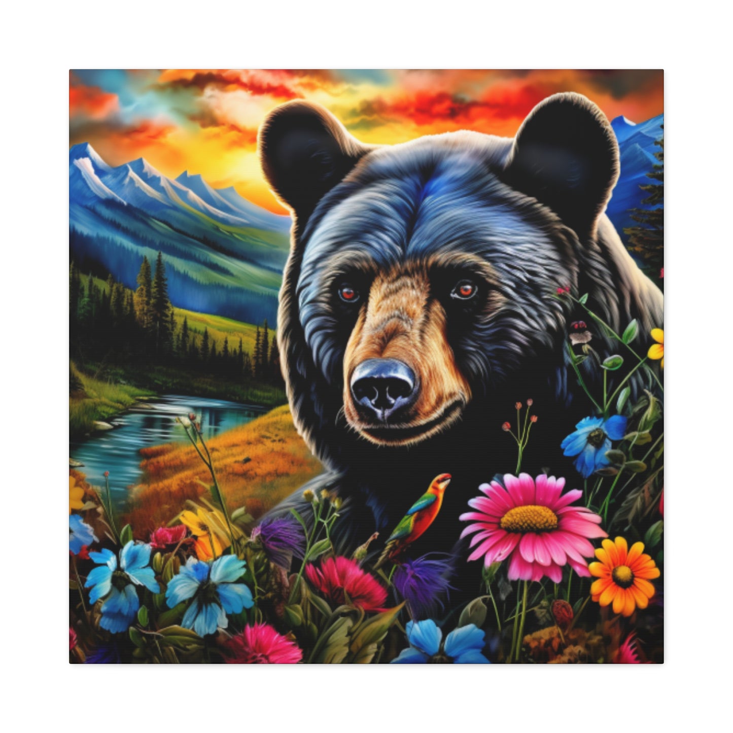 Black Bear Matte Canvas, Stretched, 1.25"