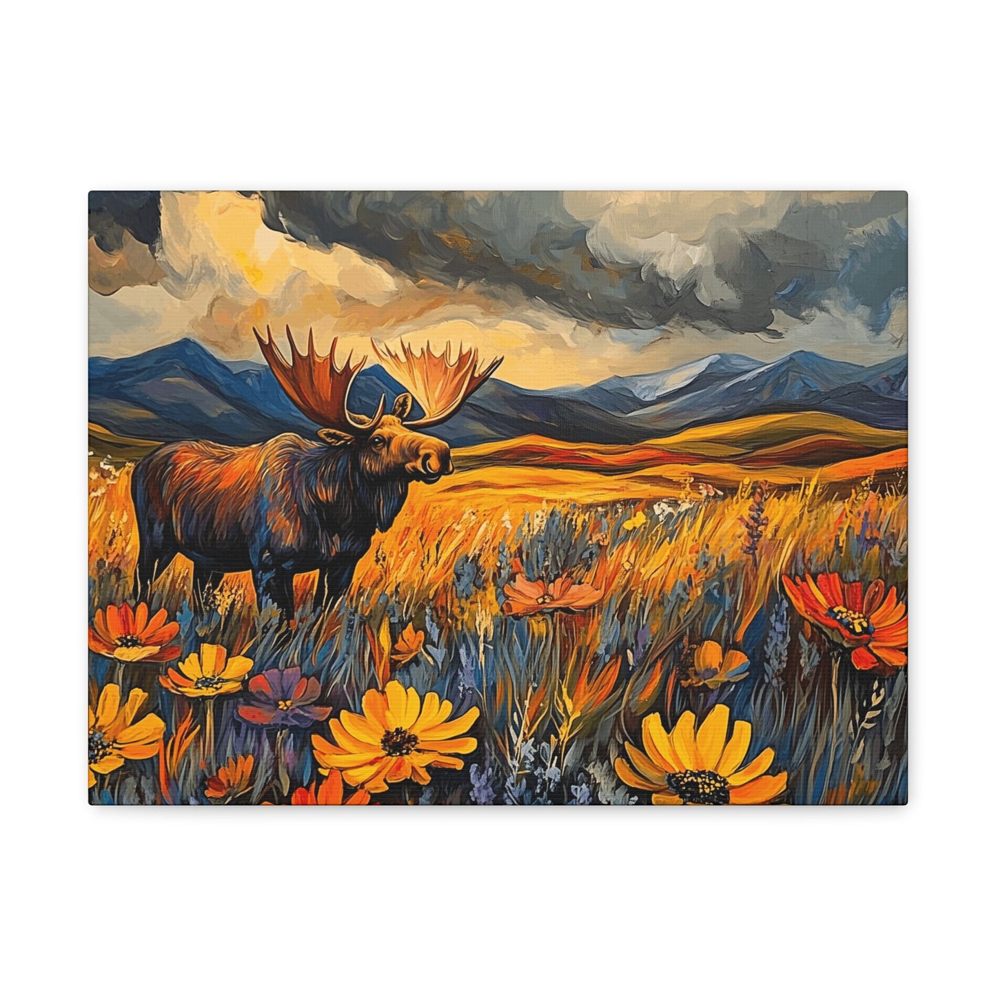 Canvas Gallery Wraps - Wild Flowers and Wild Moose Wall Art