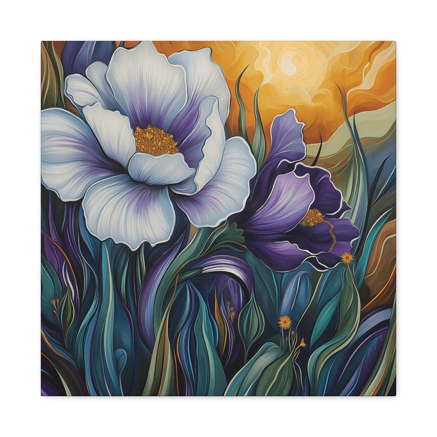 Floral Sunset Canvas Art Print - Vibrant Wall Decor