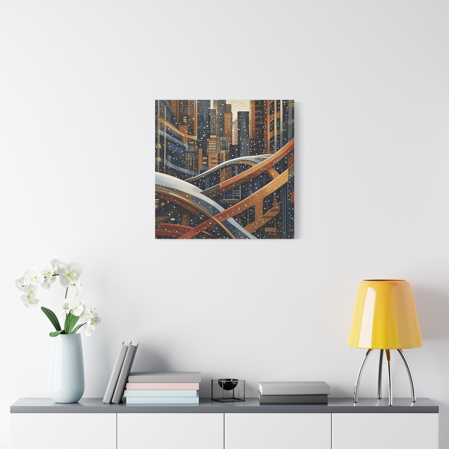 Denver Urban Winter Landscape Matte Canvas Print