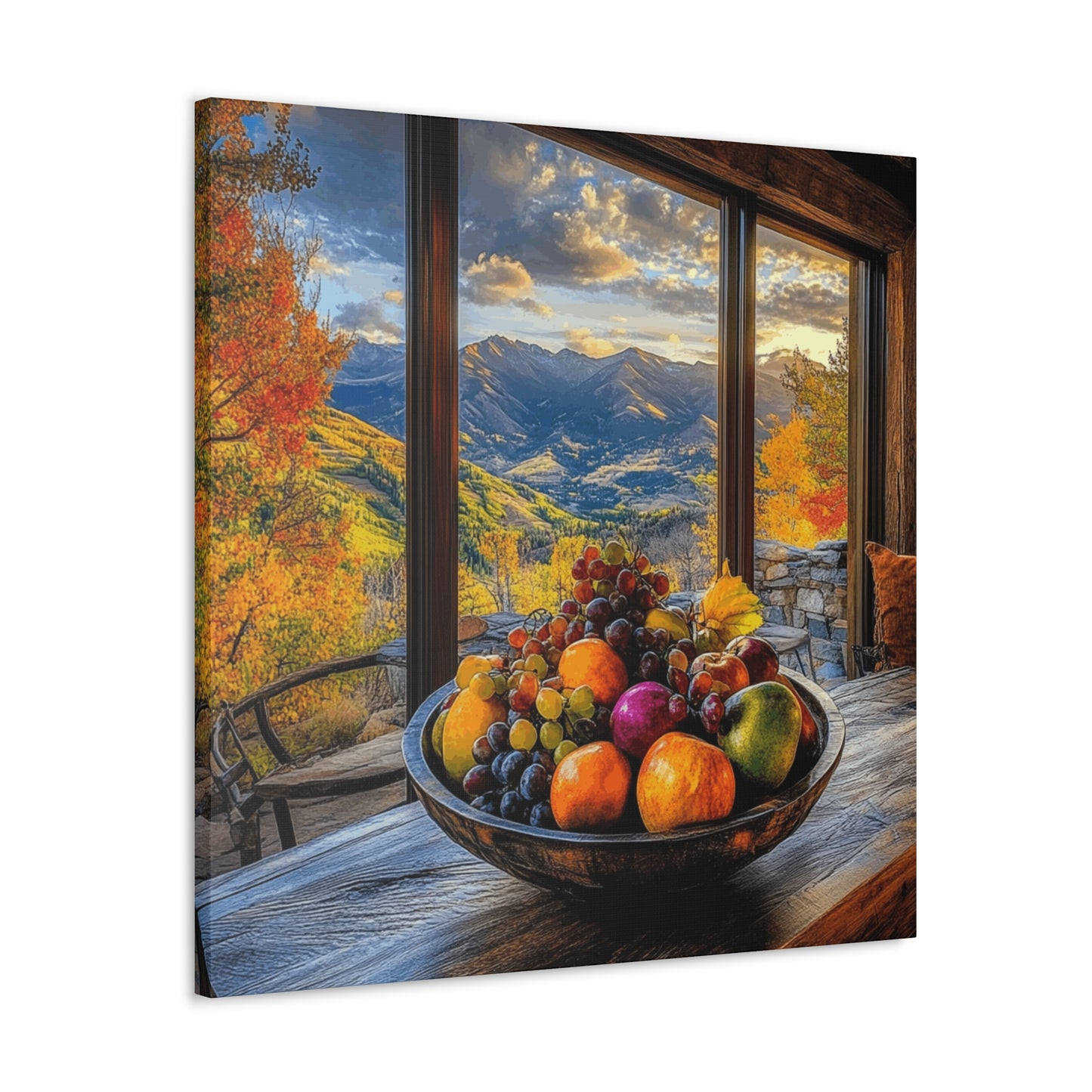 Canvas Gallery Wraps - Mountain View with Fruit Bowl