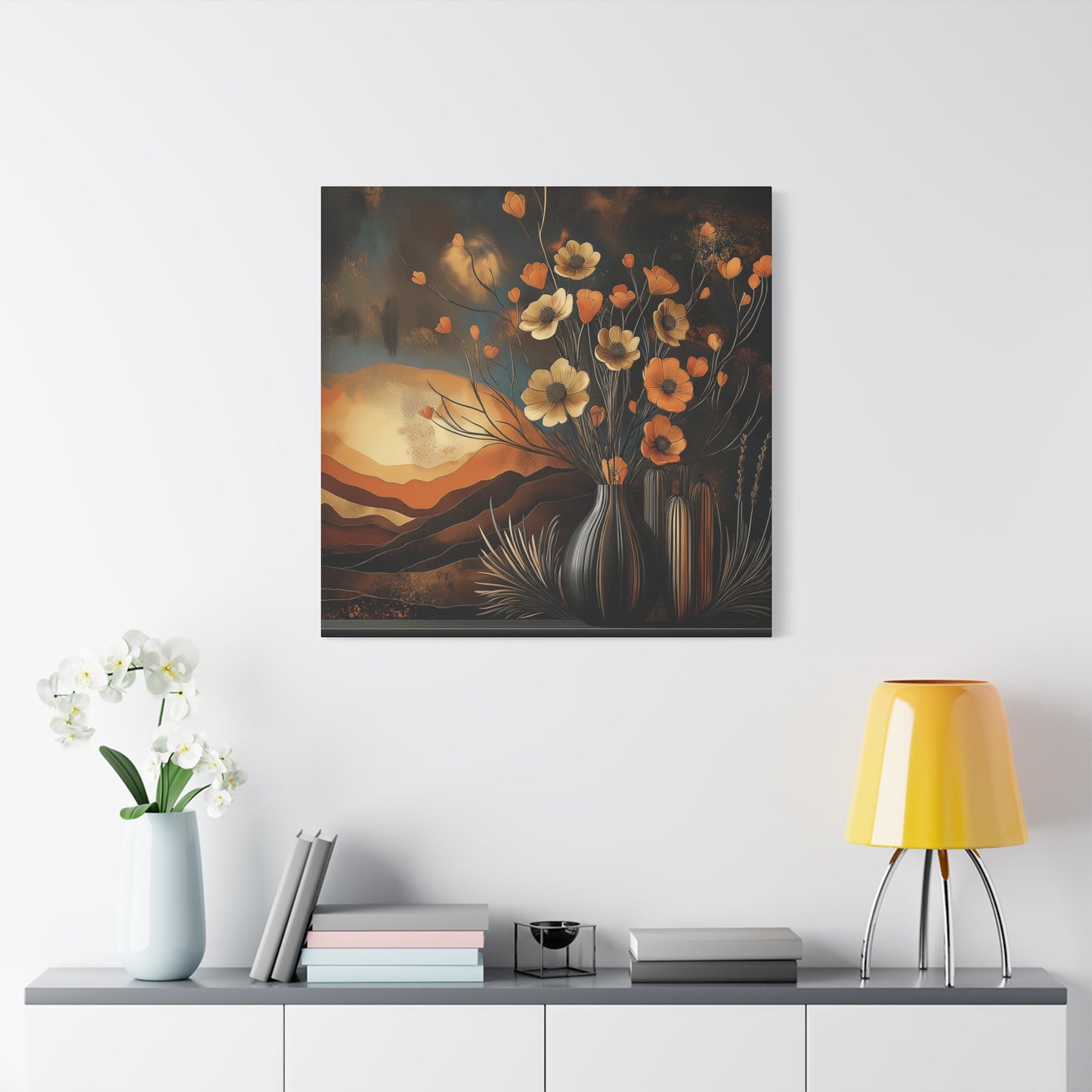 Floral Sunset Canvas Art - Bohemian Wall Décor