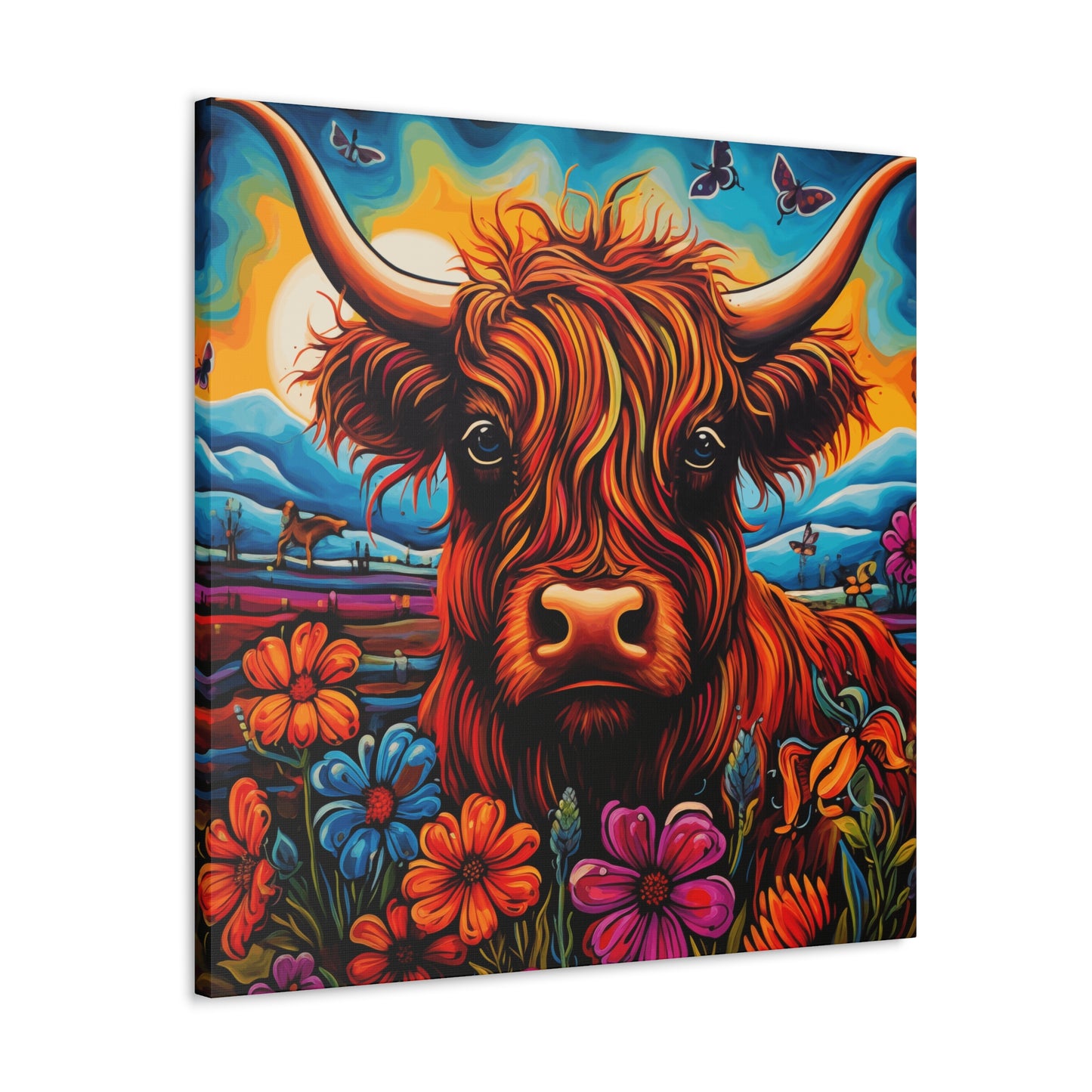 Canvas Wall Art - Highlands Cows in Rocky Mountains